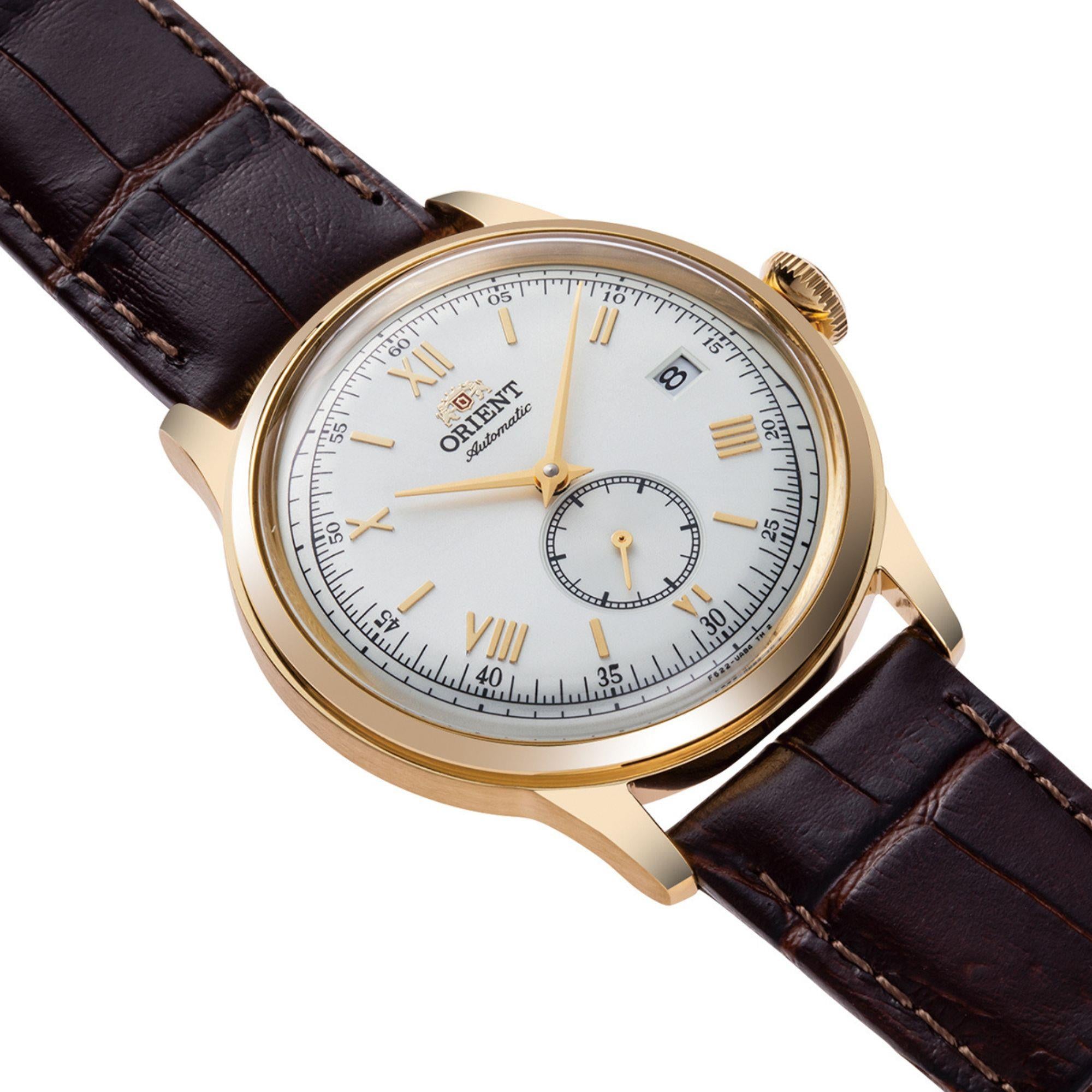 Orient Bambino 38mm Small Seconds White Dial Leather Mens Automatic Watch RA-AP0106S30B