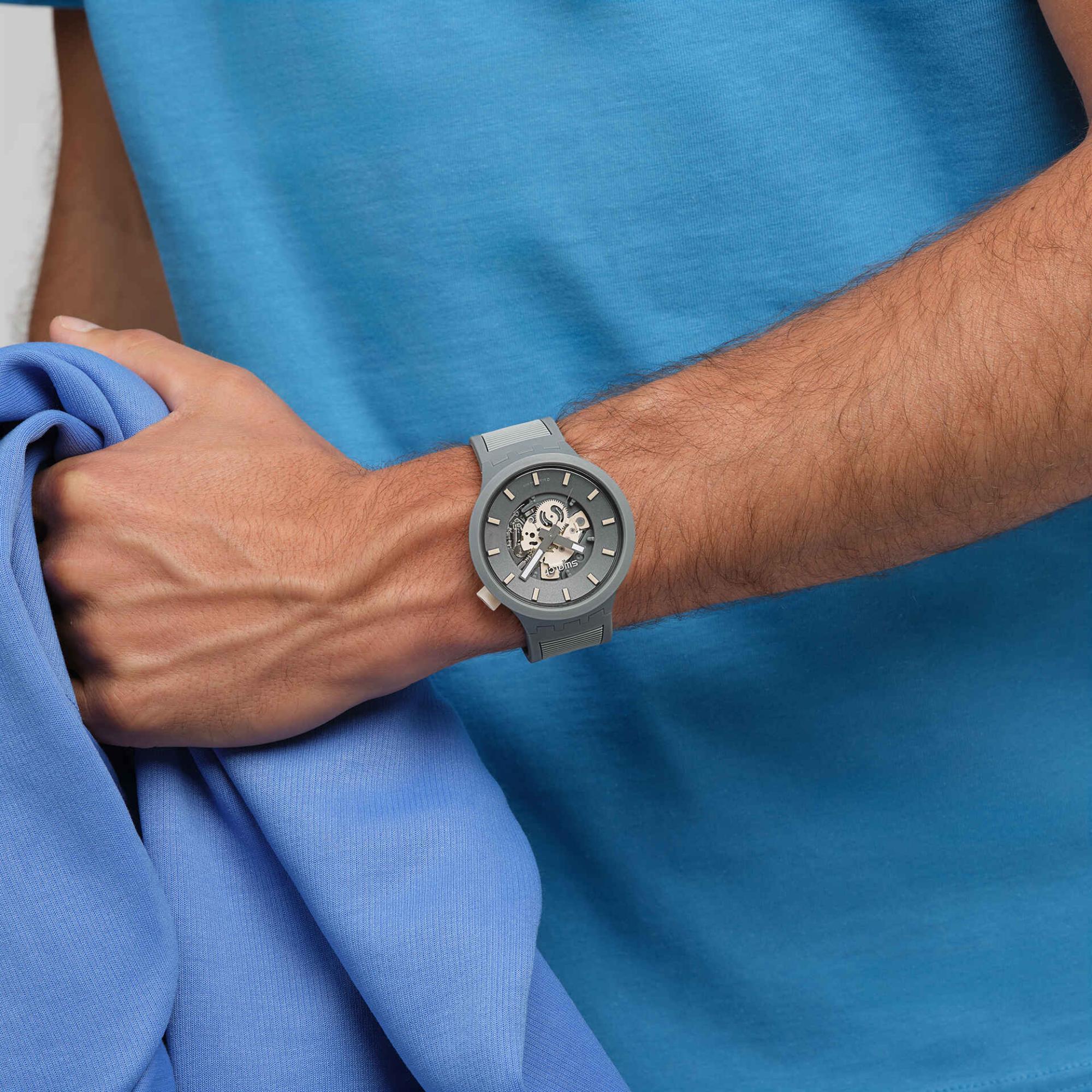 Swatch THRU THE HORIZON Quartz Blue Dial Silicone Strap Men’s Watch SB05M102