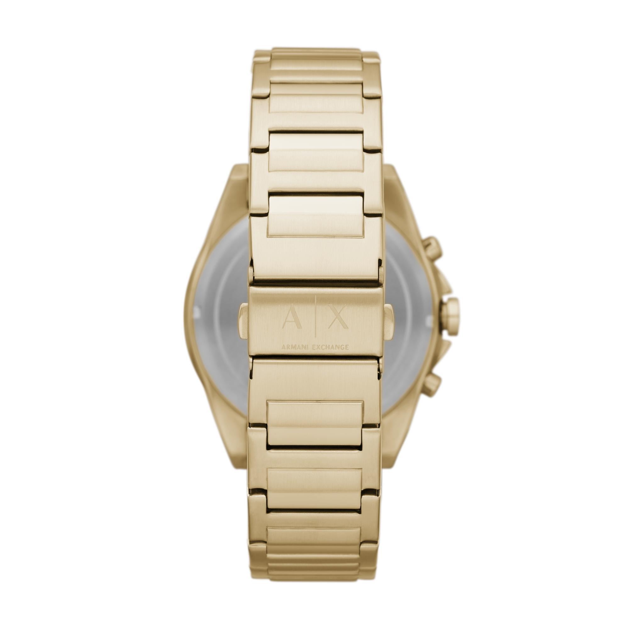 Armani Exchange Cayde 44mm Chronograph Gold Zifferblatt Stahl Herren Quarz Uhr AX2602
