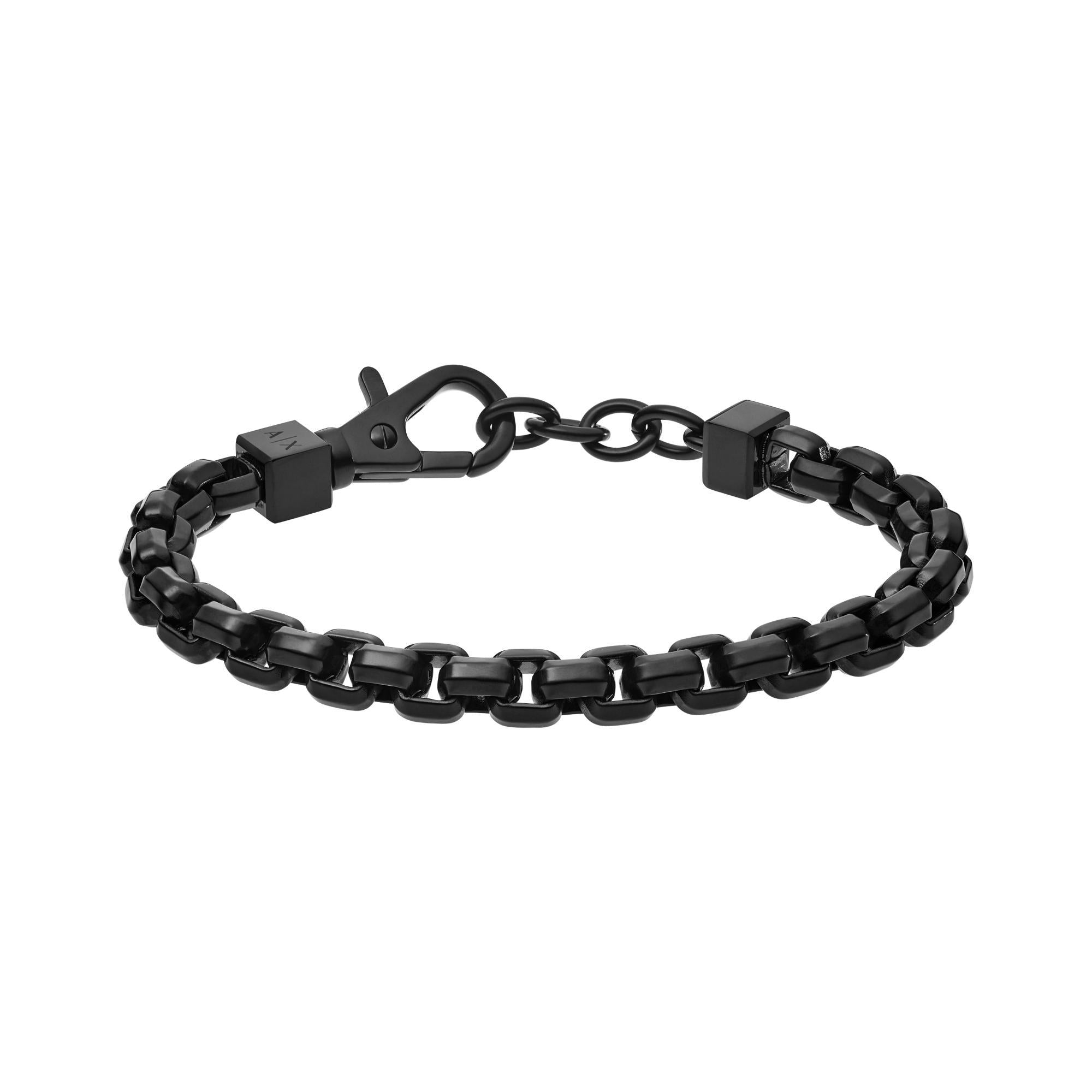 Armani Exchange Schwarzes Edelstahl Kettenarmband Herren AXG0047001