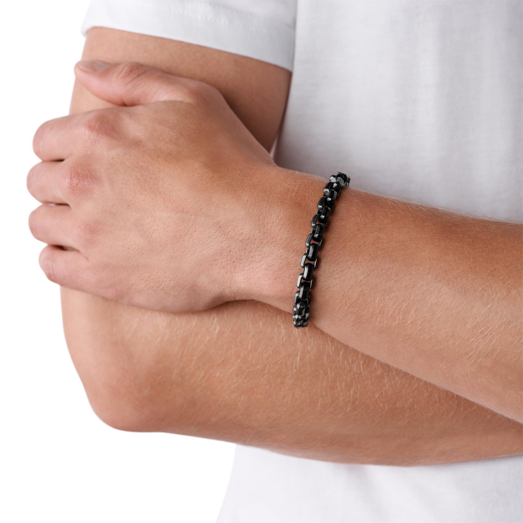 Armani Exchange Schwarzes Edelstahl Kettenarmband Herren AXG0047001