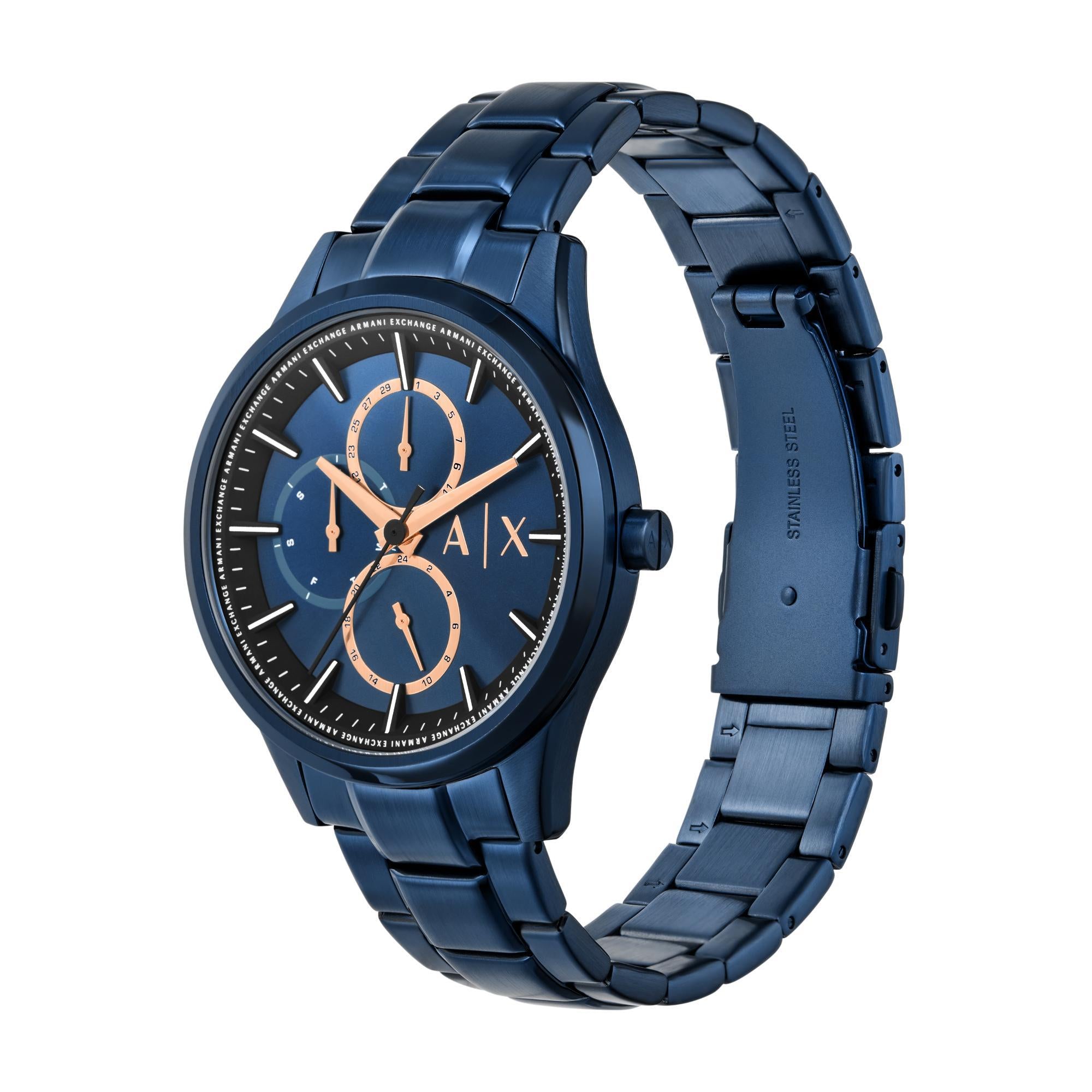 Armani Exchange Dante 42mm Chronograph Blue Dial Steel Mens Quartz Watch AX1881