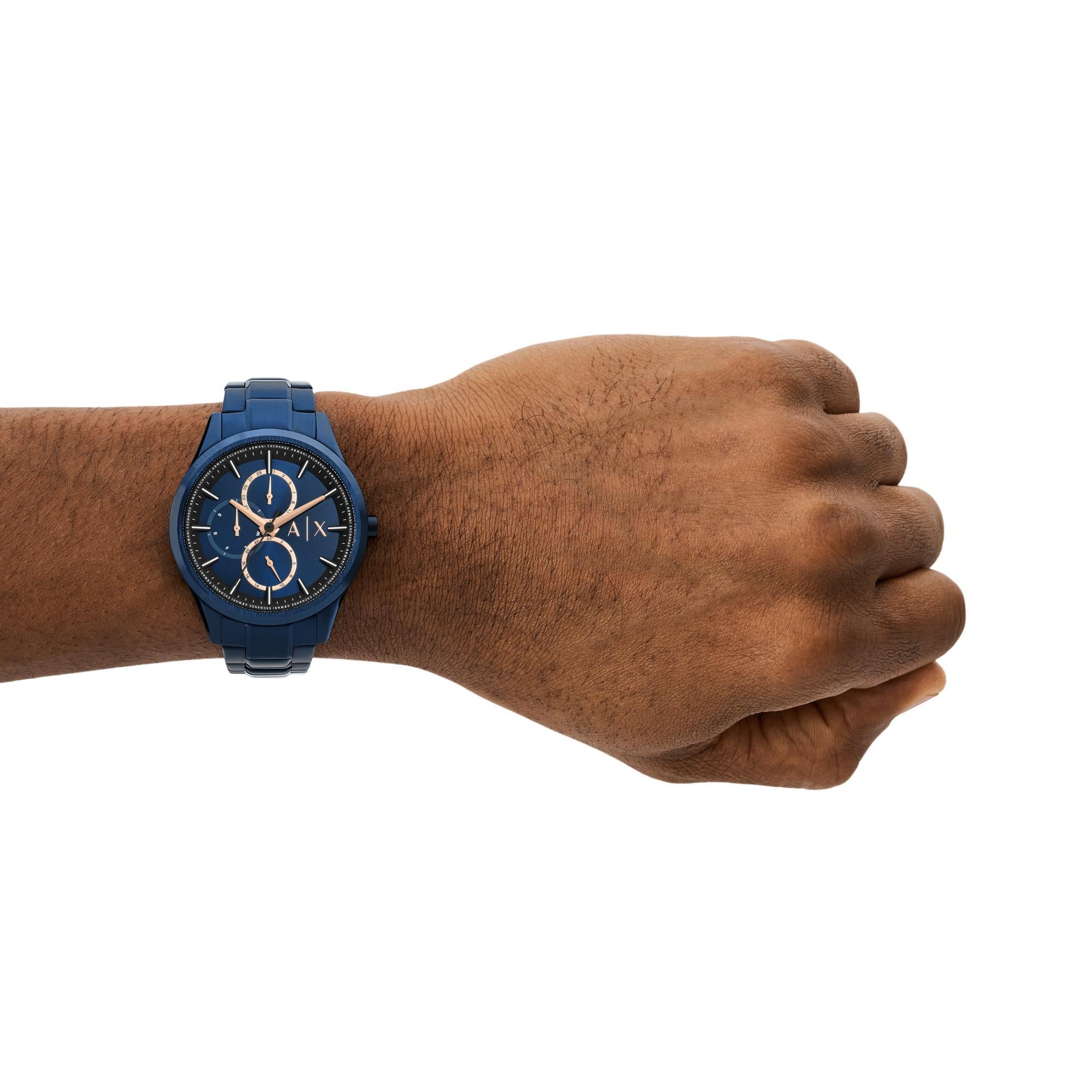 Armani Exchange Dante 42mm Chronograph Blue Dial Steel Mens Quartz Watch AX1881