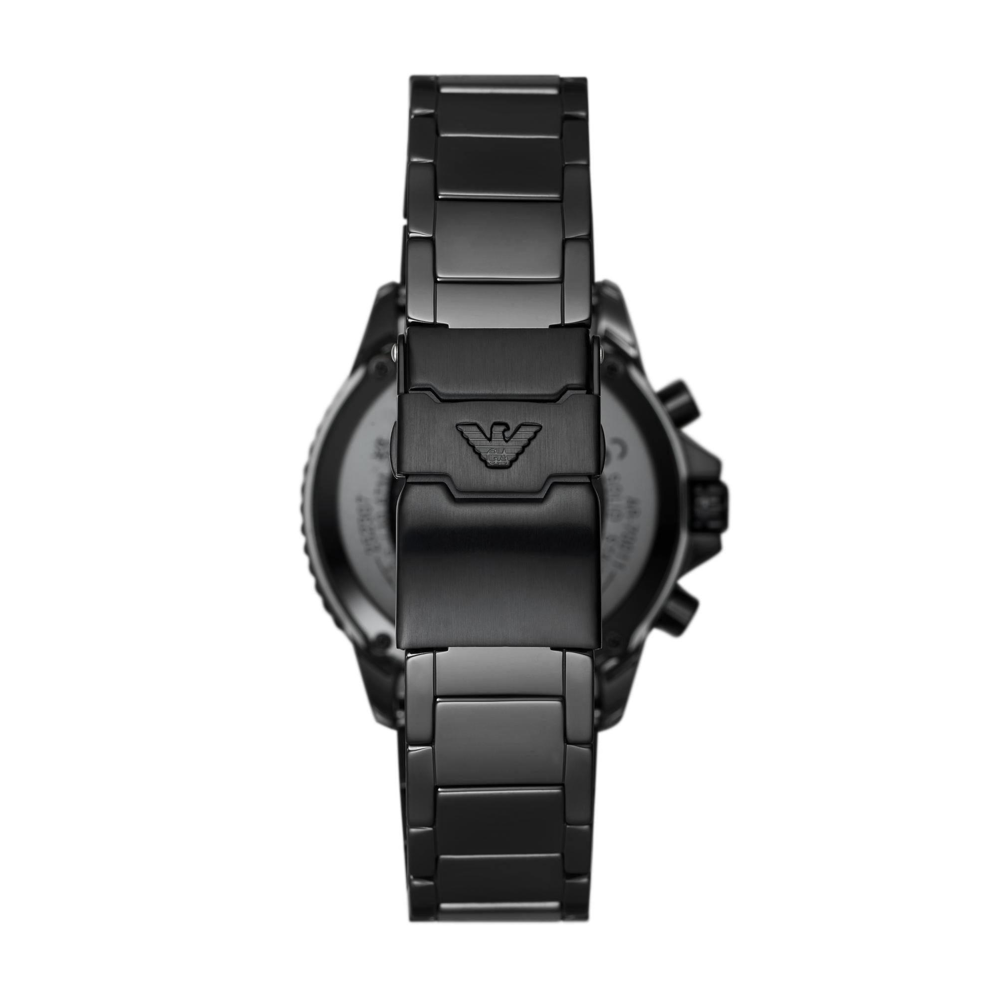 Emporio Armani World Explorer 43mm Chronograph Black Dial Steel Mens Quartz Watch AR70010