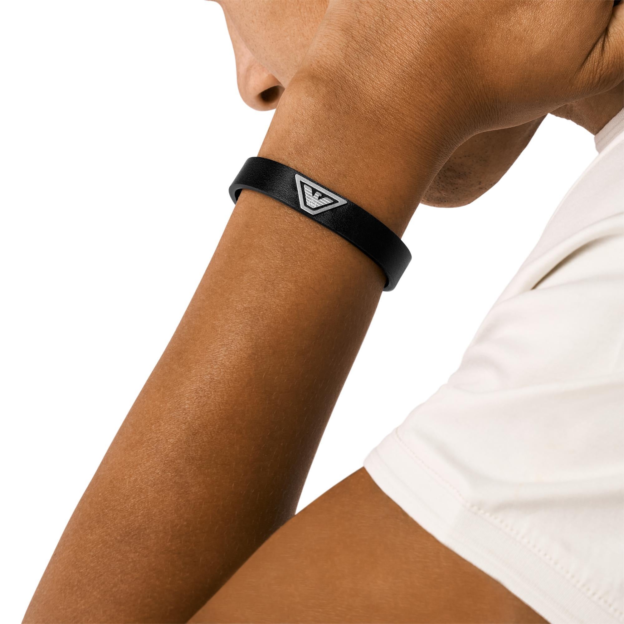 Emporio Armani Schwarzes Lederarmband Armbanduhr Herren EGS3128040