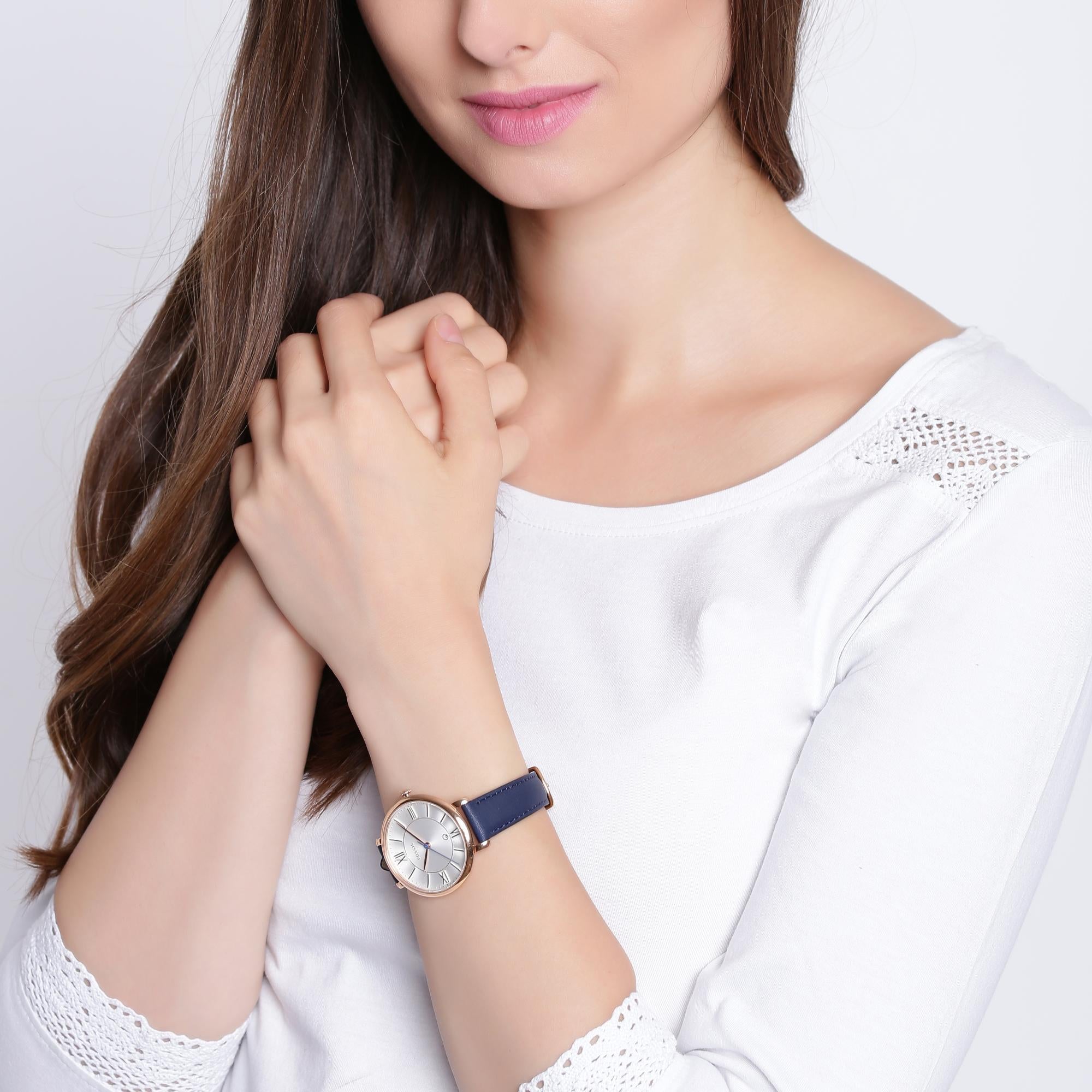 Fossil Jacqueline 36mm Silver Dial Leather Quartz Watch ES3843