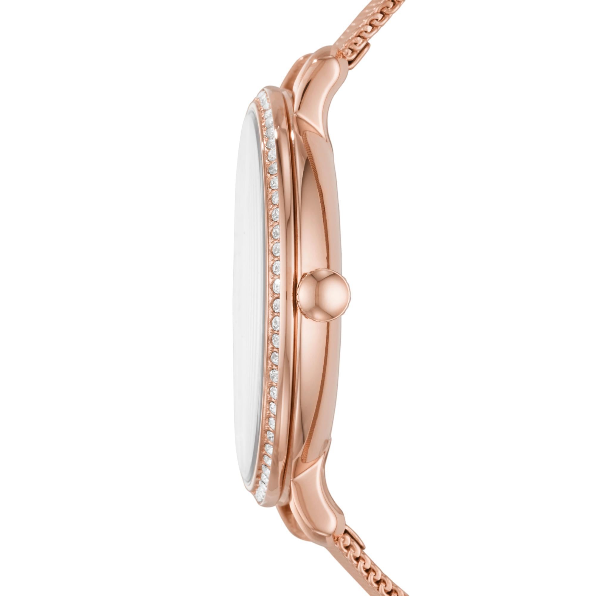 Fossil Jacqueline 36mm Rose Gold Dial Steel Ladies Quartz Watch ES4628