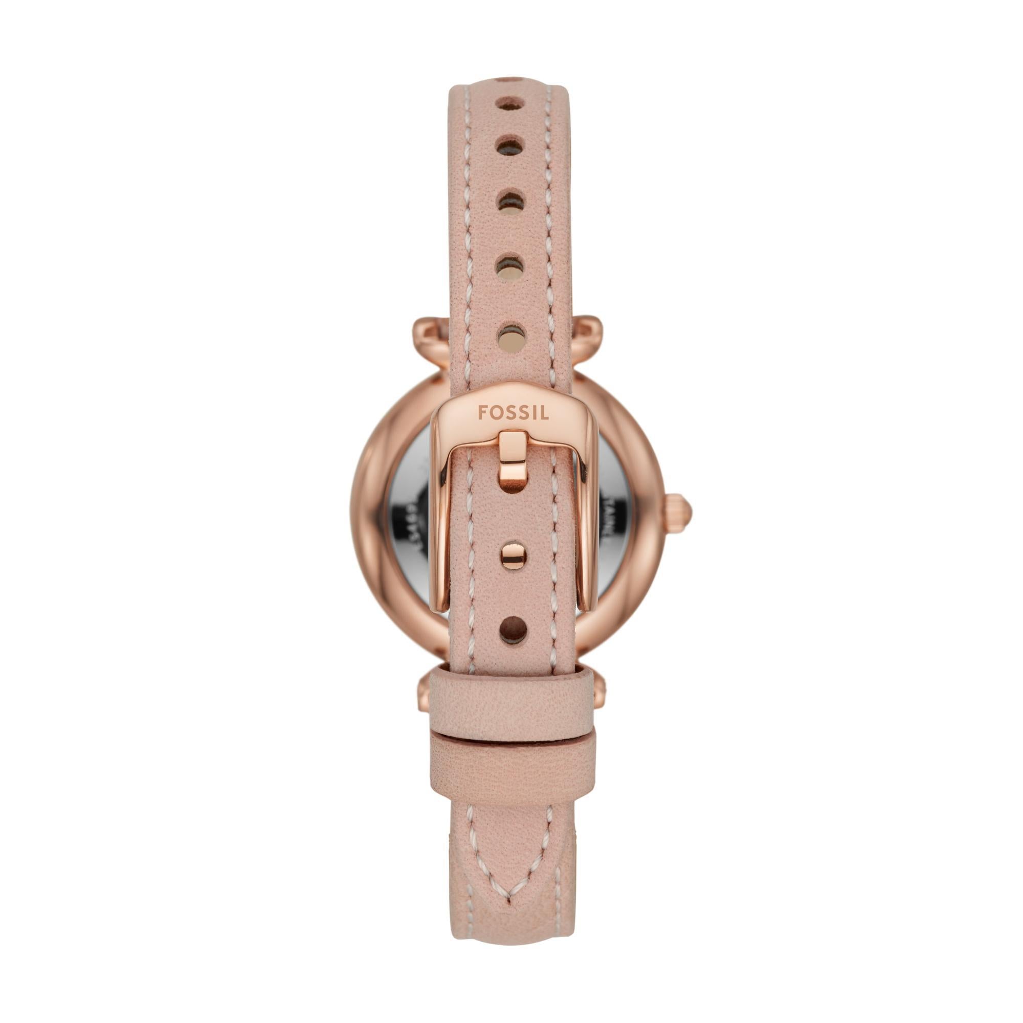 Fossil Carlie 28mm Weiß Muscheldial Leder Damen Quarz Uhr ES4699