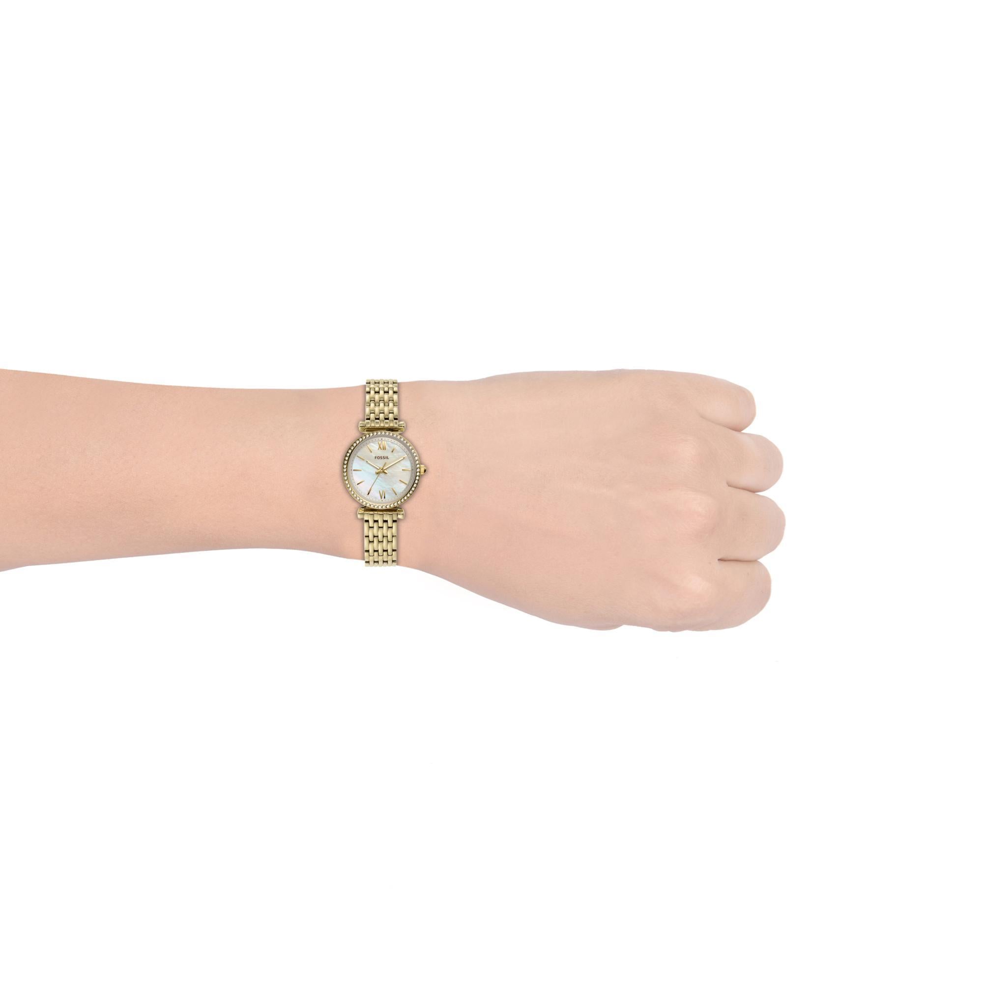 Fossil Carlie 28mm Weiß Muscheldial Damen Quarz Uhr ES4735
