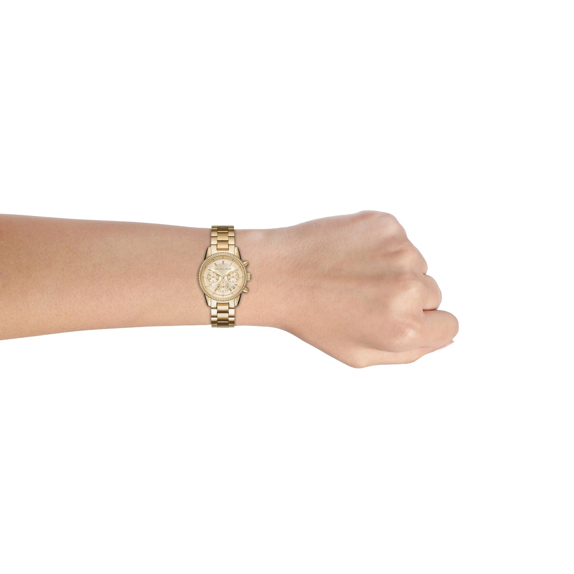 Michael Kors Bryant Chronograph Gold-Tone Stainless Steel Gold Dial Women's Watch MK6356