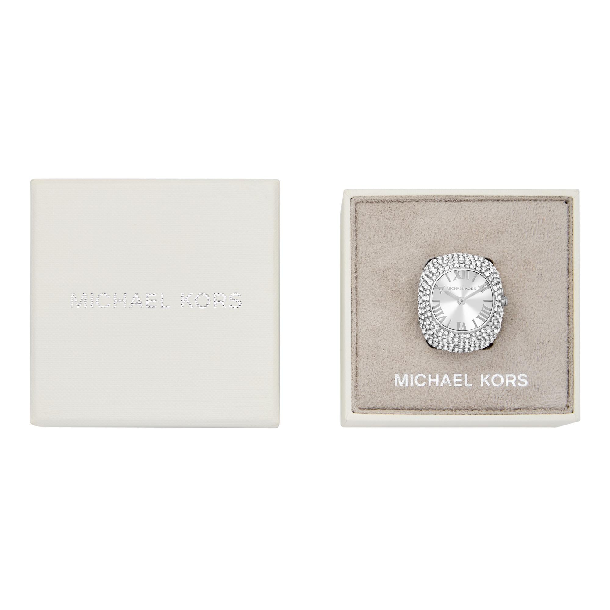 Michael Kors Rylee Two-Hand Stainless Steel Silver Dial Women's Watch Ring MK4848