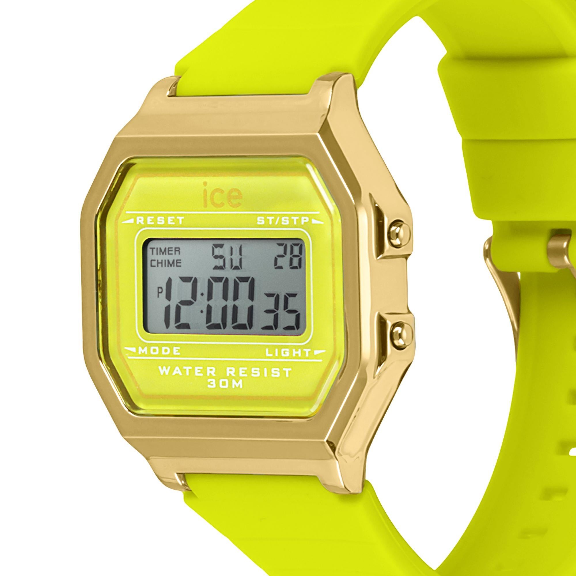 ICE Digit Retro Digital Yellow Silicone Strap Watch 022054