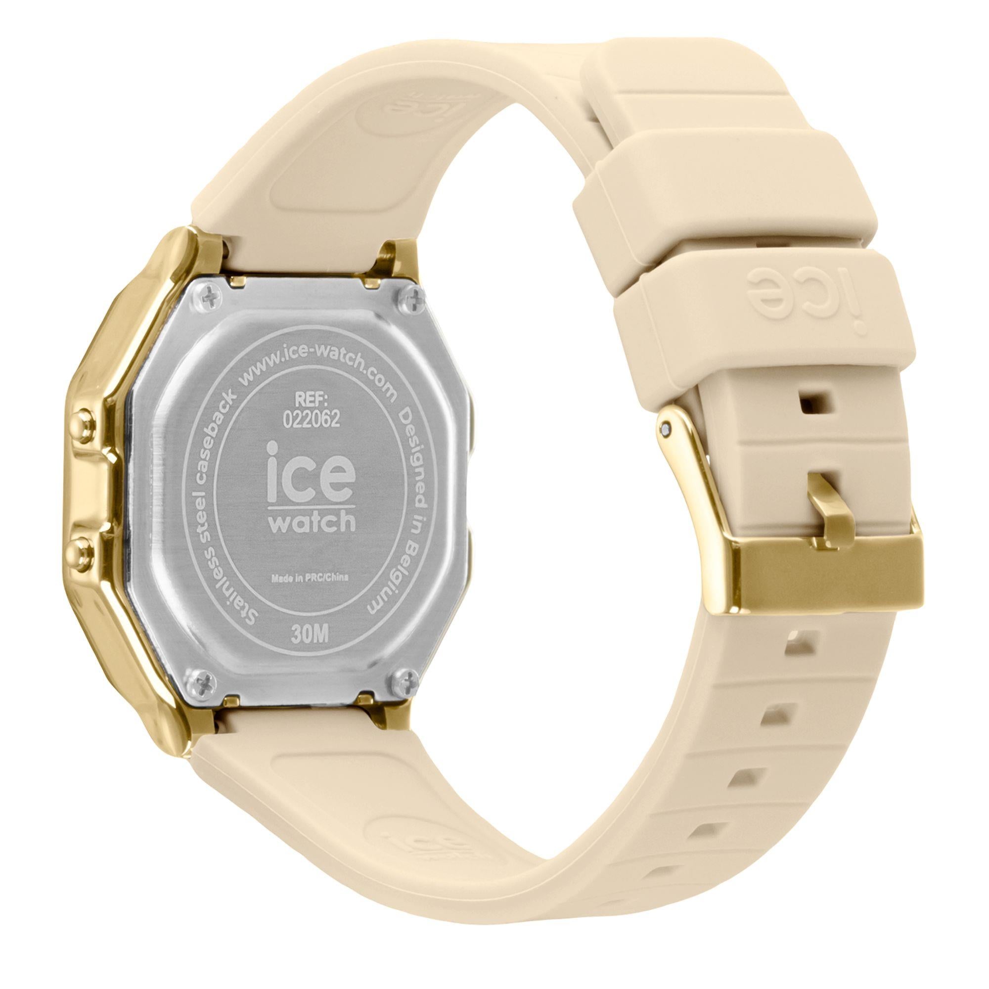 ICE Watch ICE Digit Retro Uhr mit Mandelhaut-Zifferblatt und Silikonarmband 022062