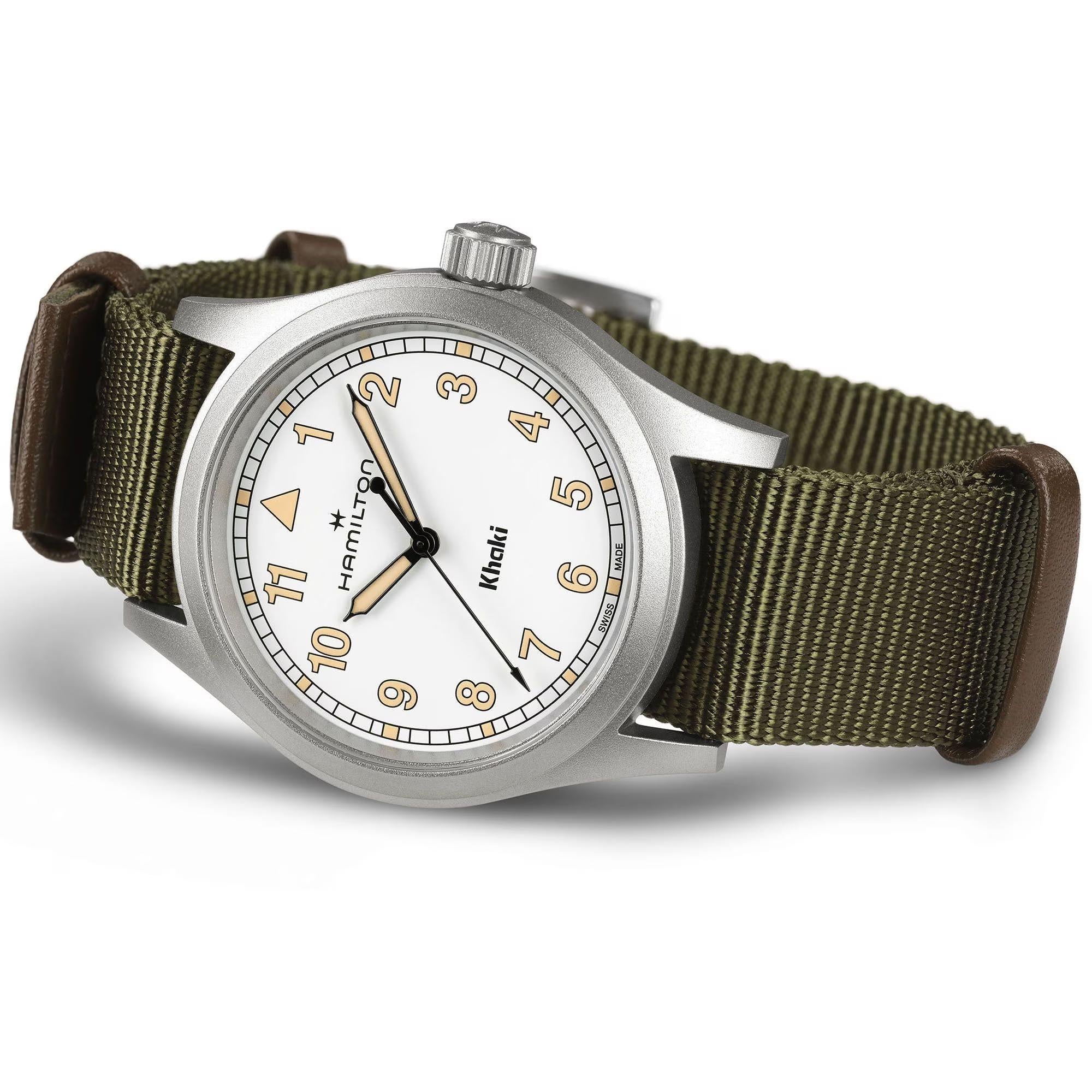 Hamilton Khaki Field H69401910 38mm dial, green NATO detail