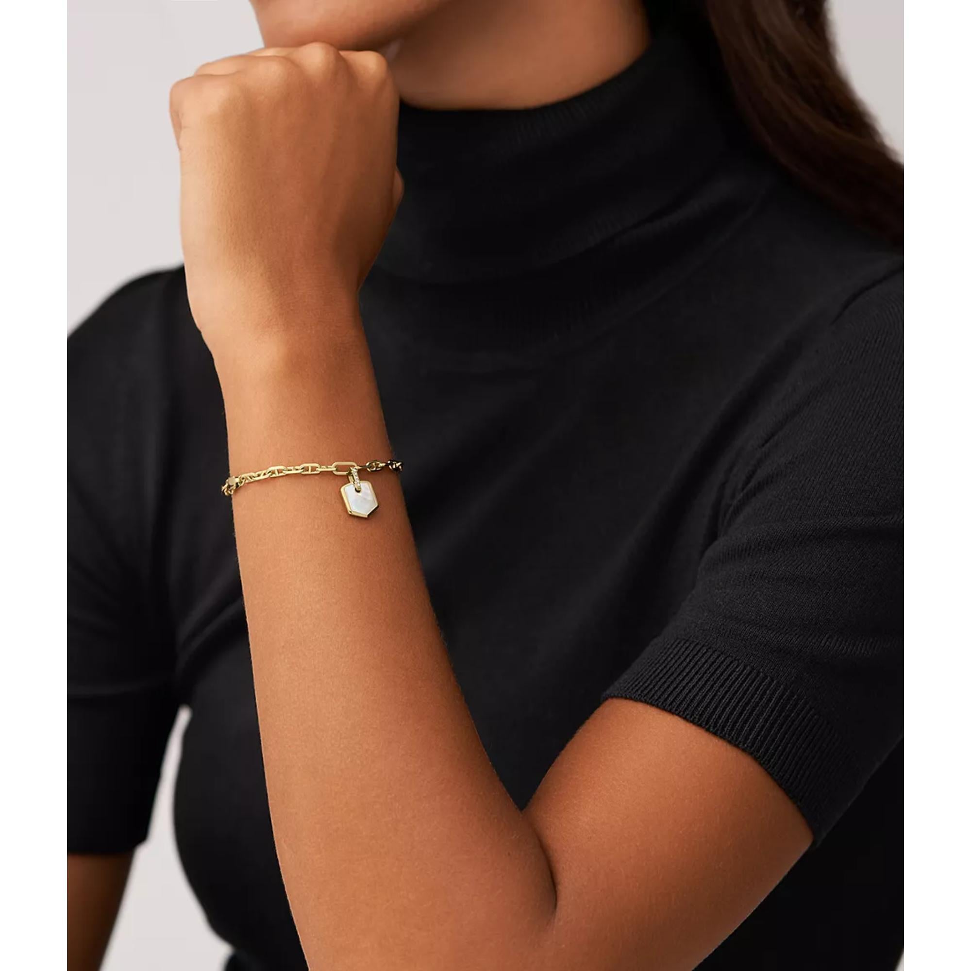 Fossil Heritage Crest Mother-of-Pearl Gold-Tone Brass Chain Ladies Bracelet JA7210710