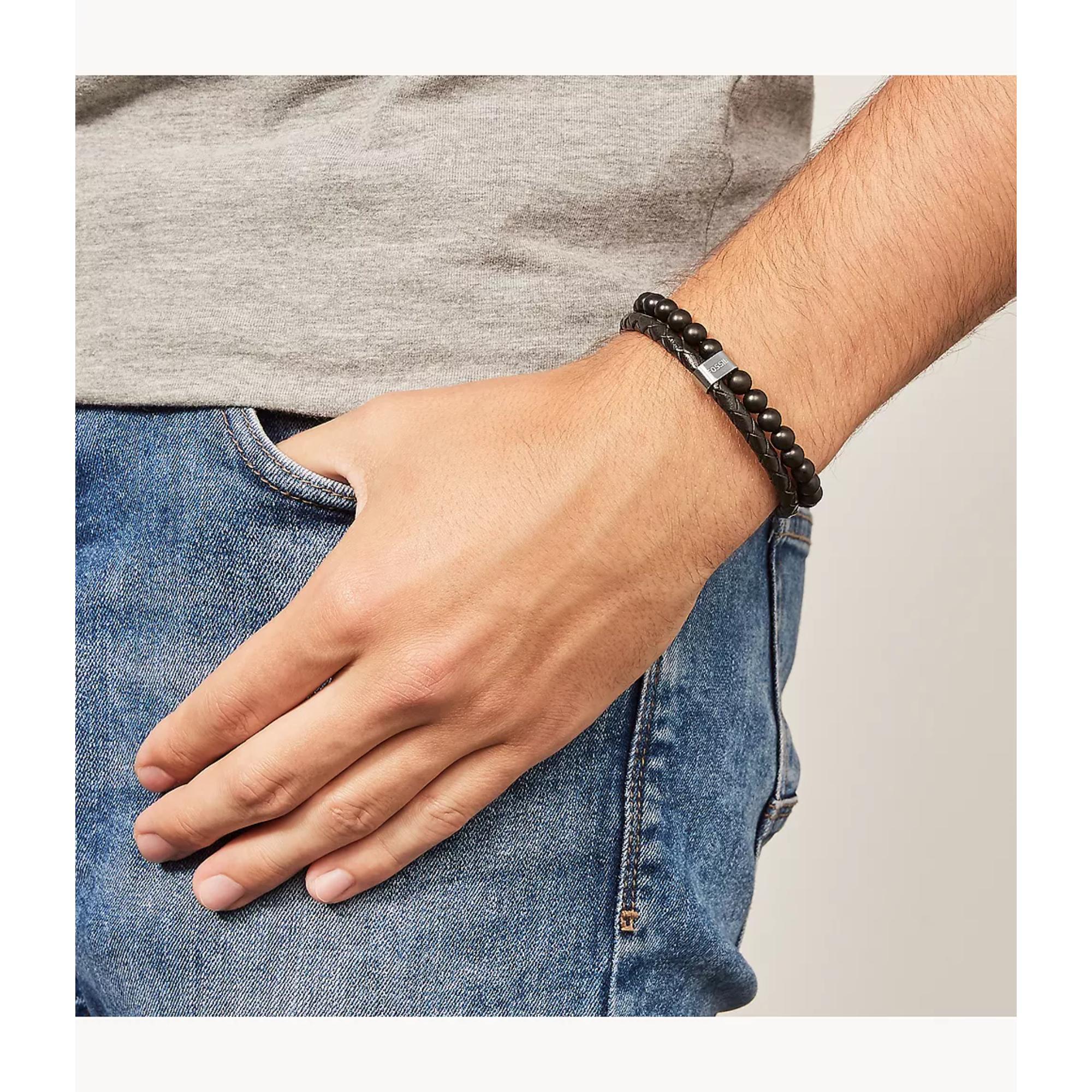 Fossil Vintage Casual Multi-Strand Leather Men’s Bracelet JF02763040