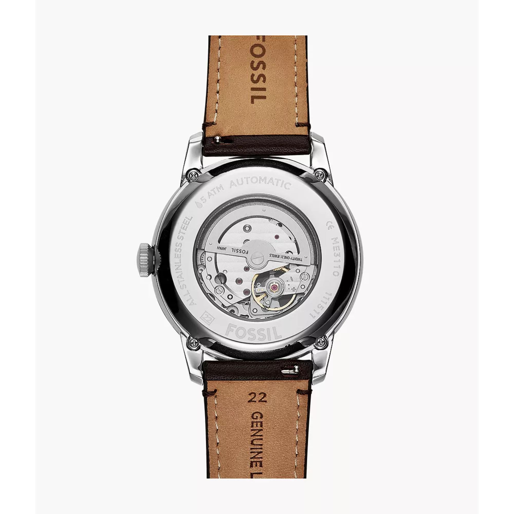 Fossil Townsman 44mm blaue Zifferblatt Leder Herren Automatik Uhr ME3110