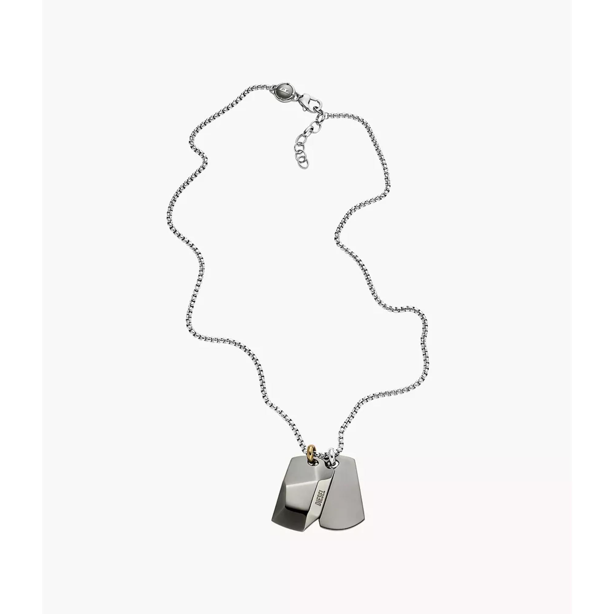 Diesel Stainless Steel Double Dog Tag Men's Necklace DX1143040