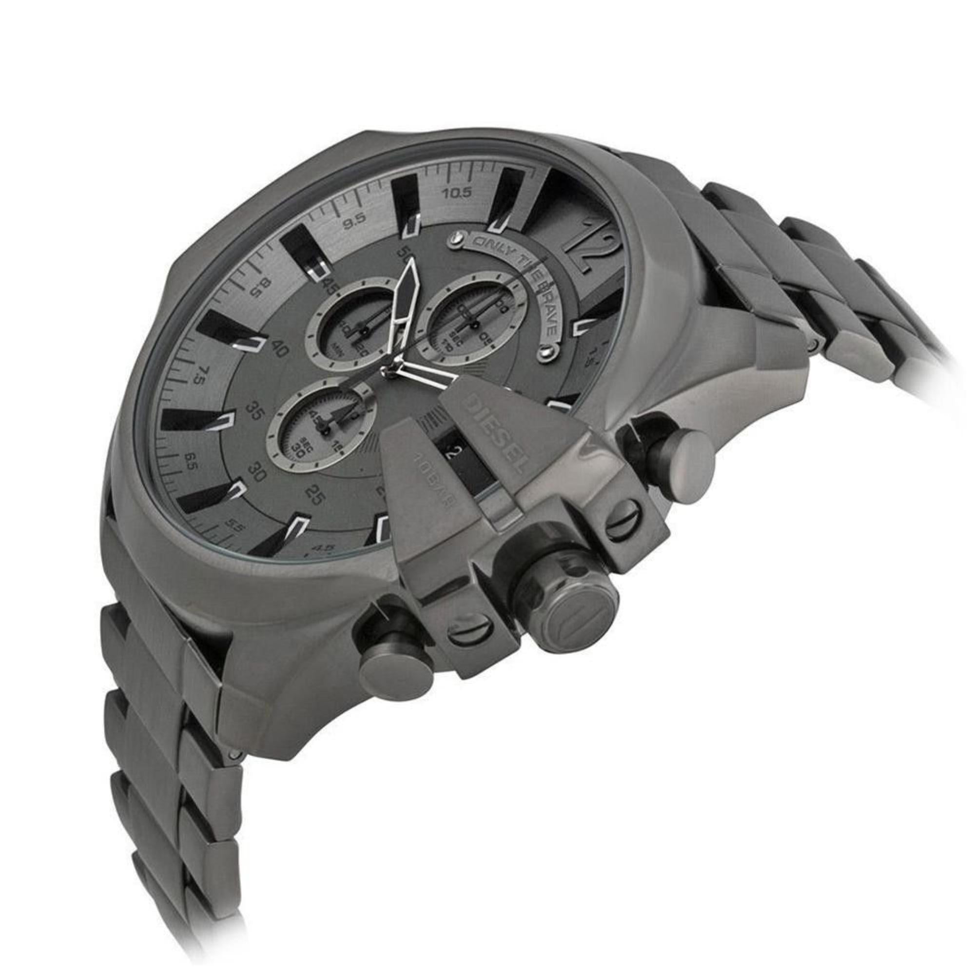 Diesel Mega Chief 51mm Chronograph Grey Dial Steel Mens Quartz Watch DZ4282