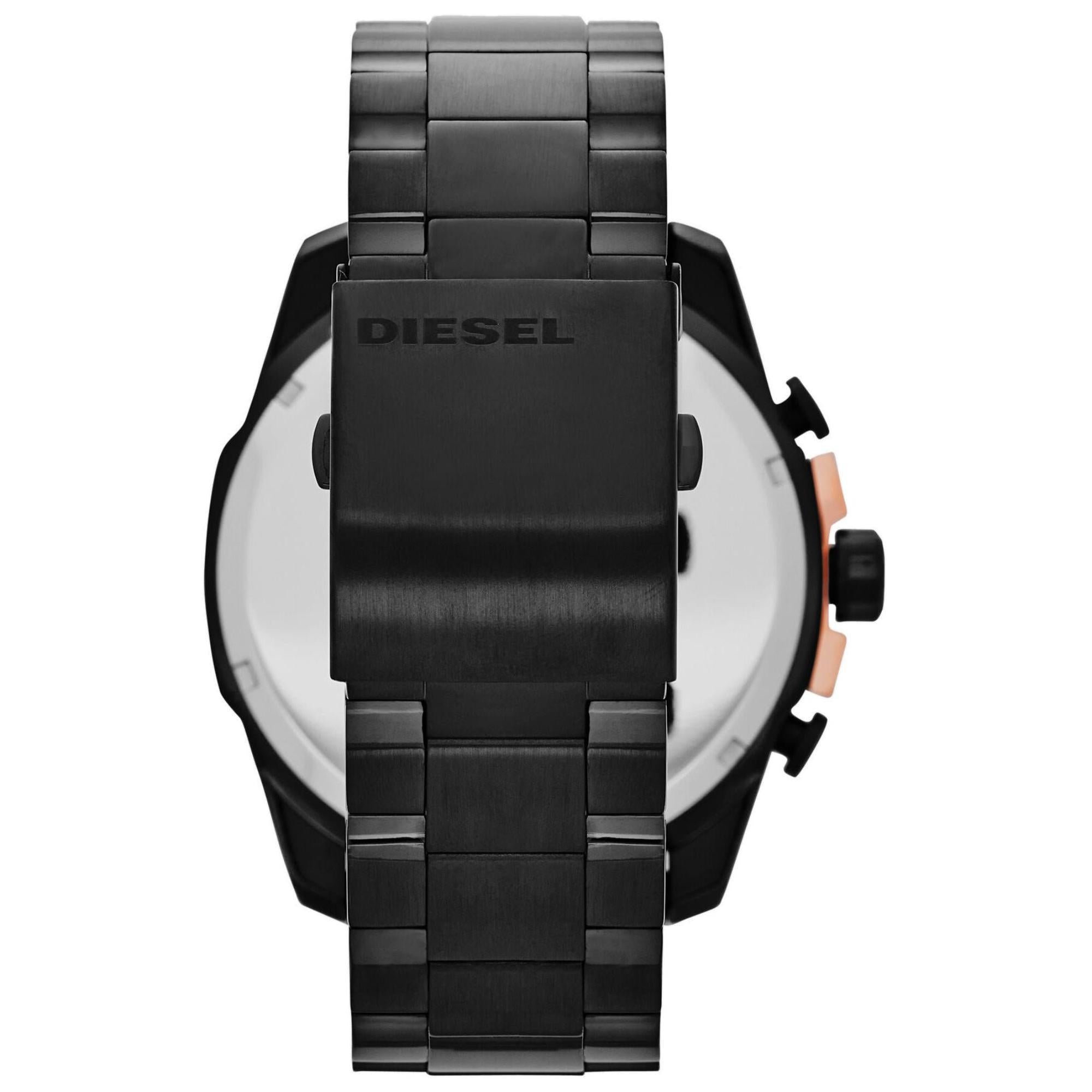 Diesel Mega Chief 51mm Chronograph Black Dial Steel Mens Quartz Watch DZ4309