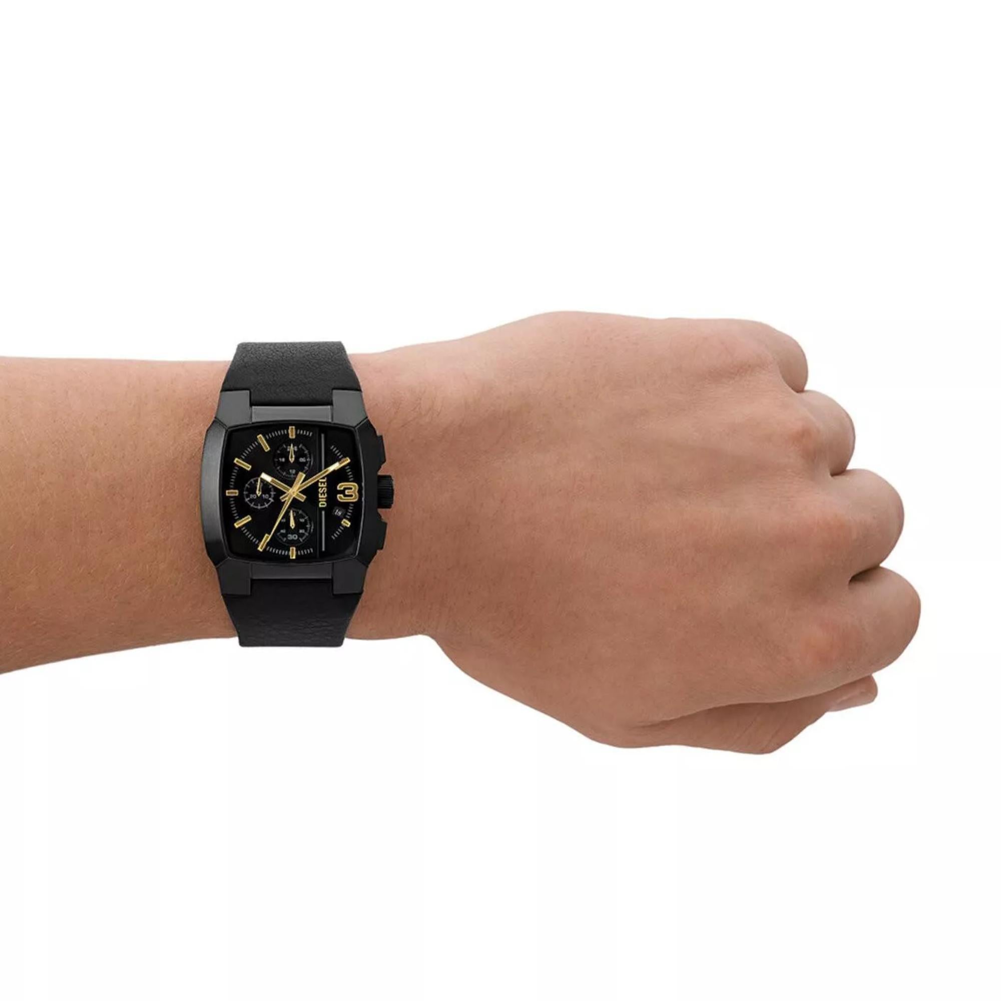 Diesel Cliffhanger 40mm Chronograph Black Dial Leather Mens Quartz Watch DZ4645