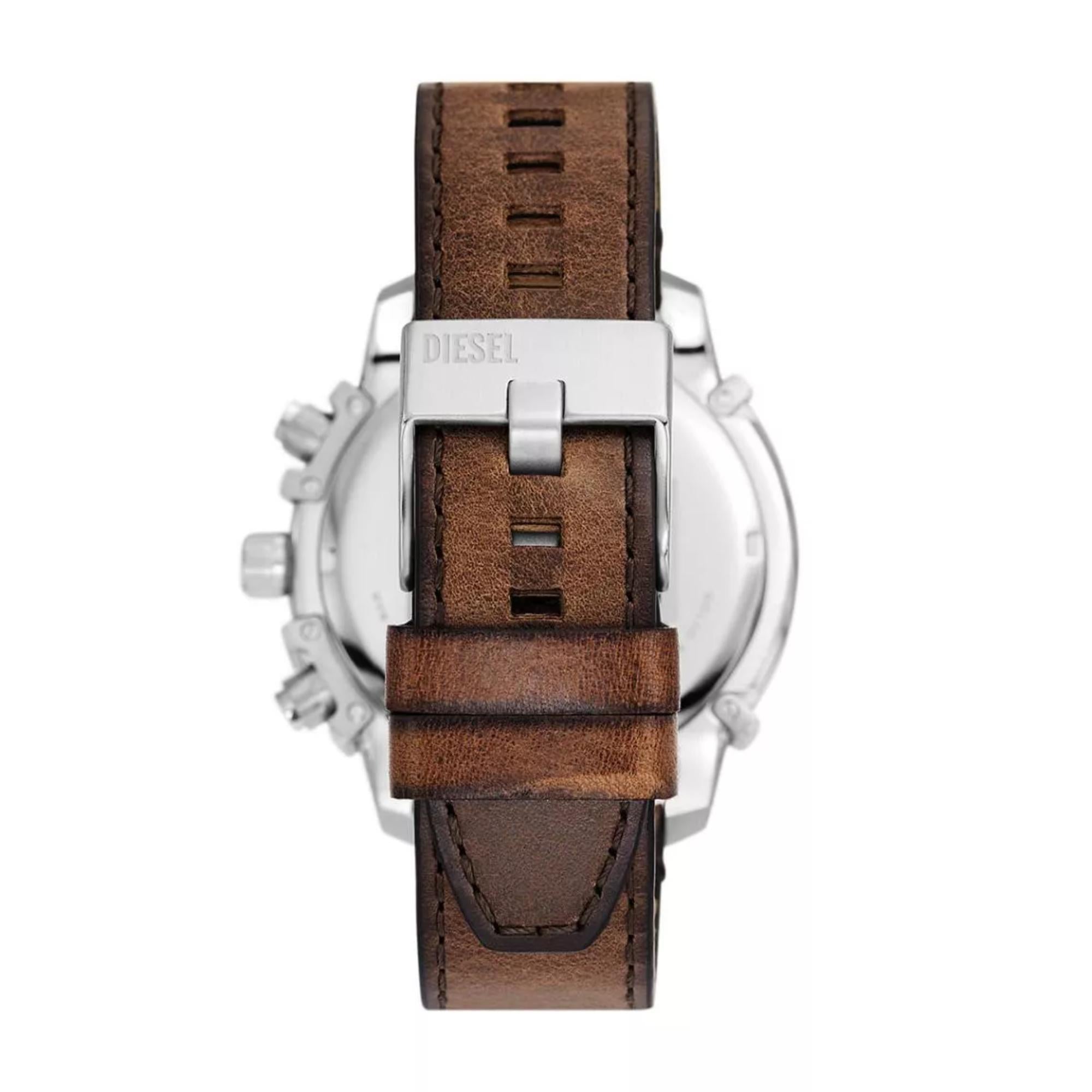Diesel Griffed 48mm Chronograph Blue Dial Leather Mens Quartz Watch DZ4656