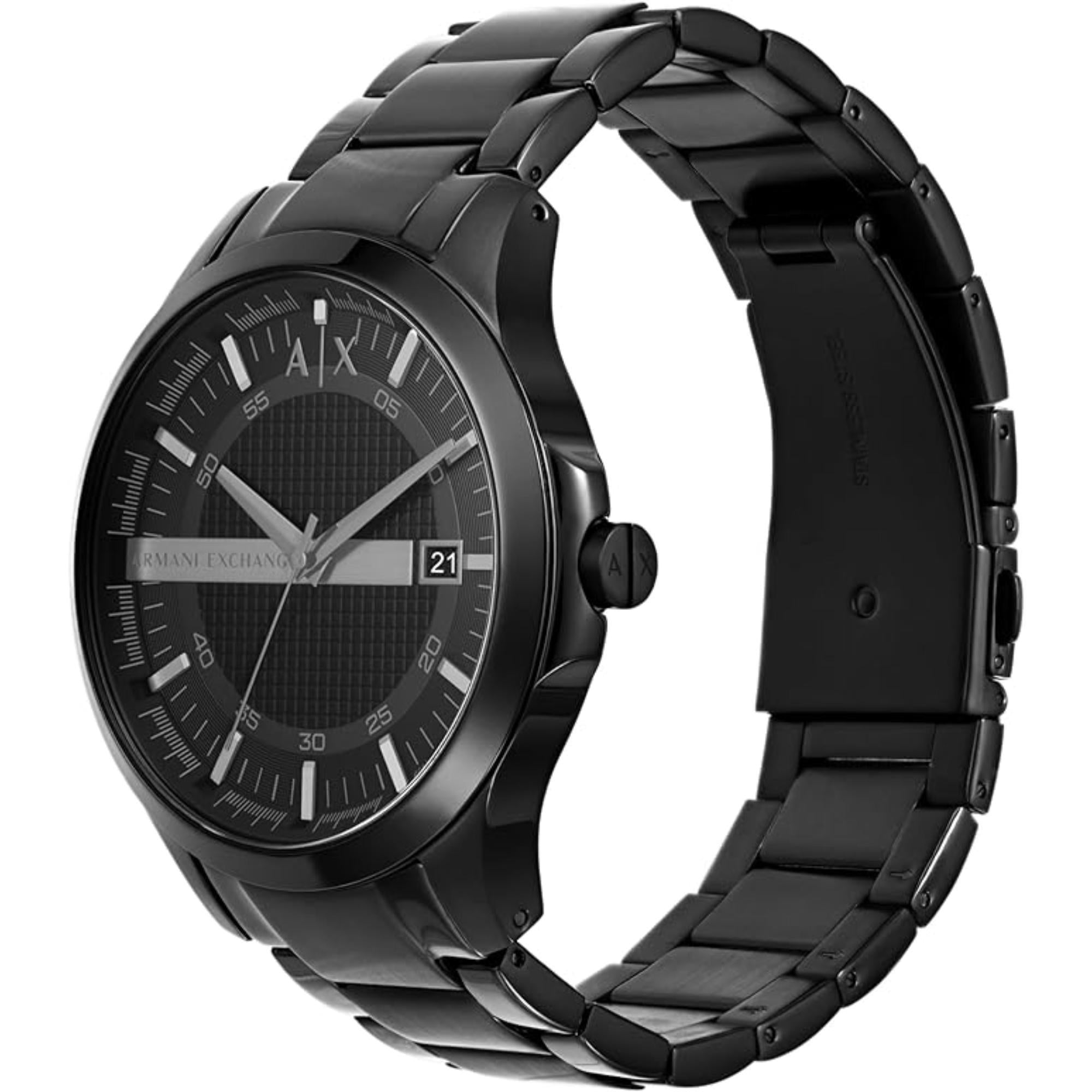 Armani Exchange Hampton 46mm Black Dial Steel Mens Quartz Watch AX7101