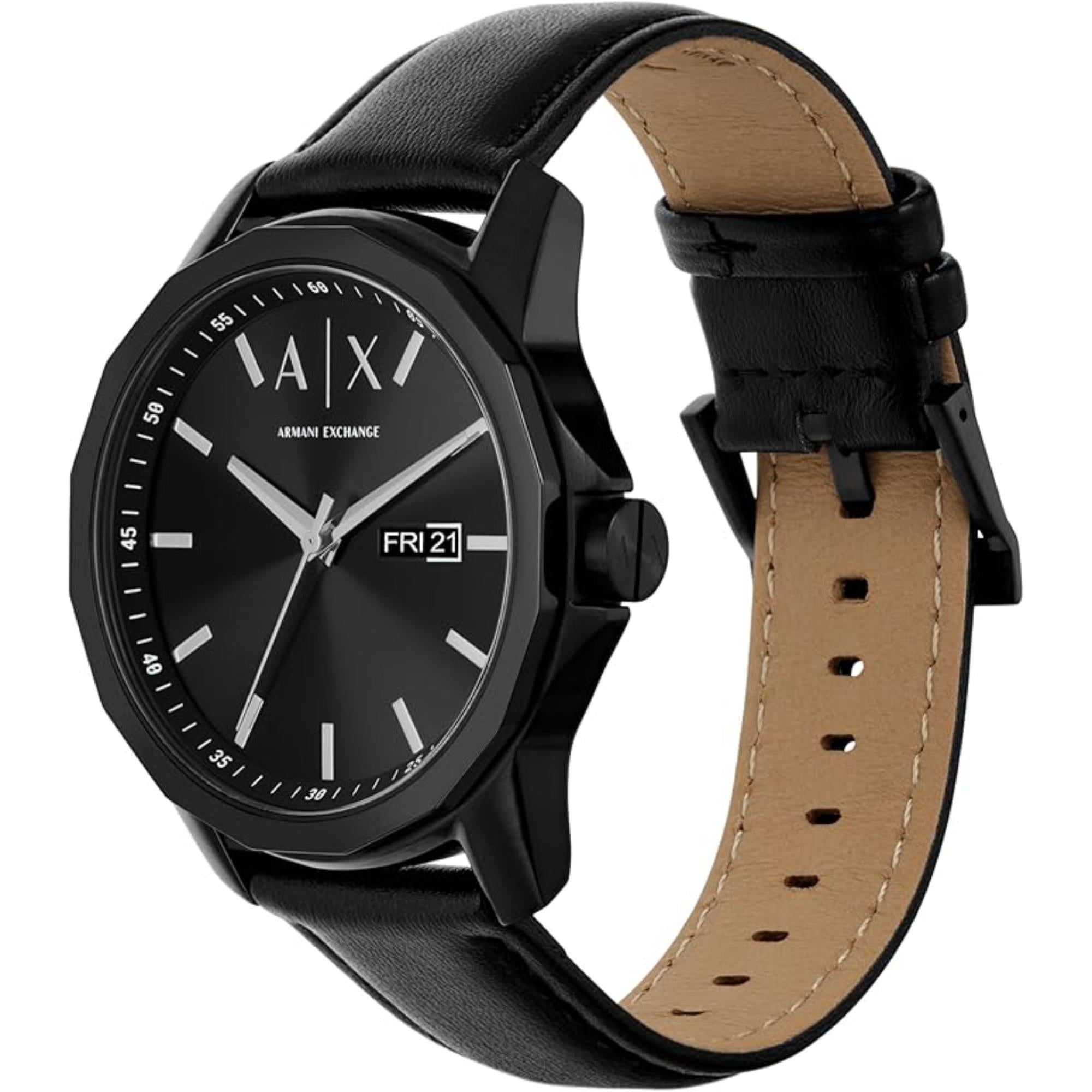 Armani Exchange Banks 44mm Black Dial Steel Mens Quartz Watch AX7147SET