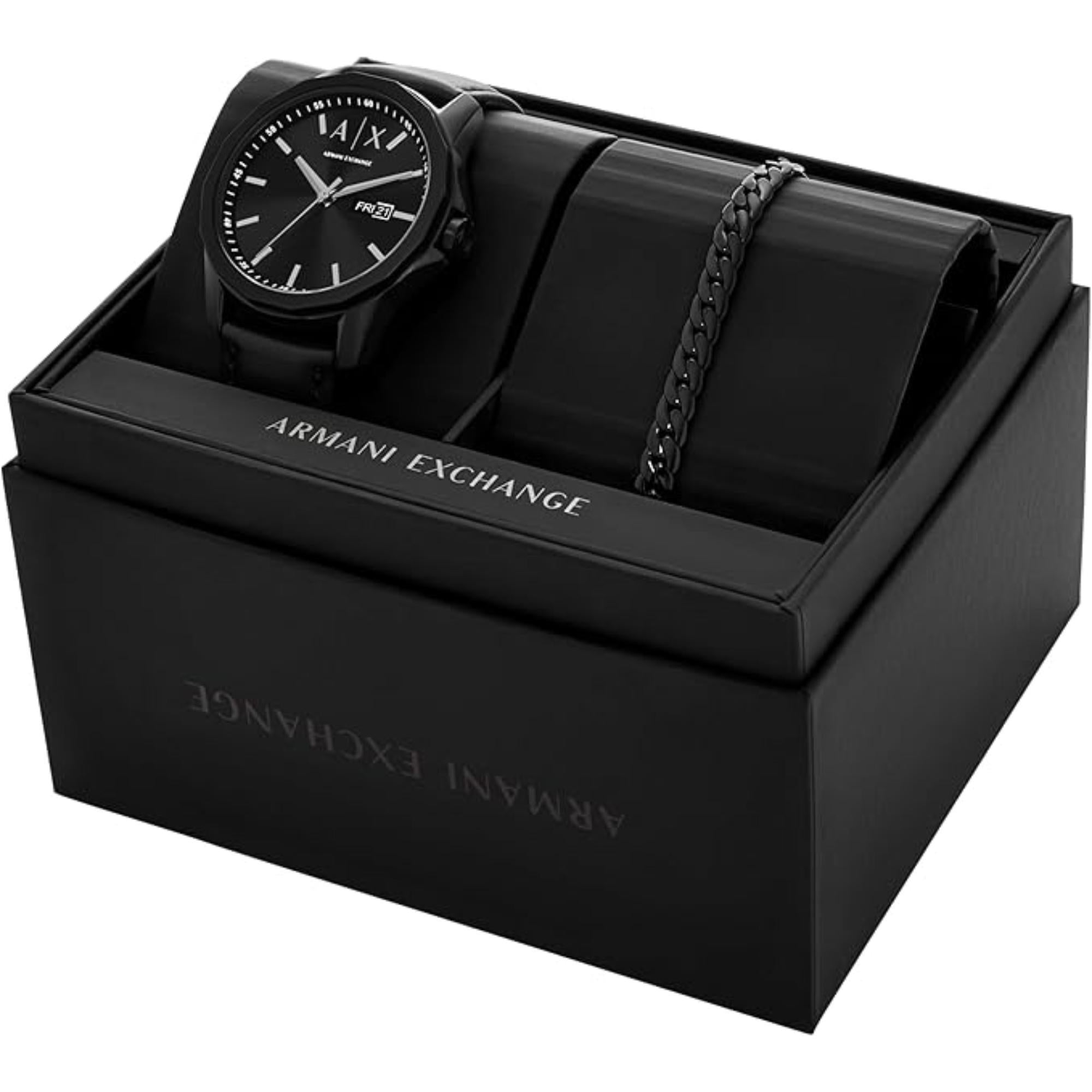 Armani Exchange Banks 44mm Black Dial Steel Mens Quartz Watch AX7147SET