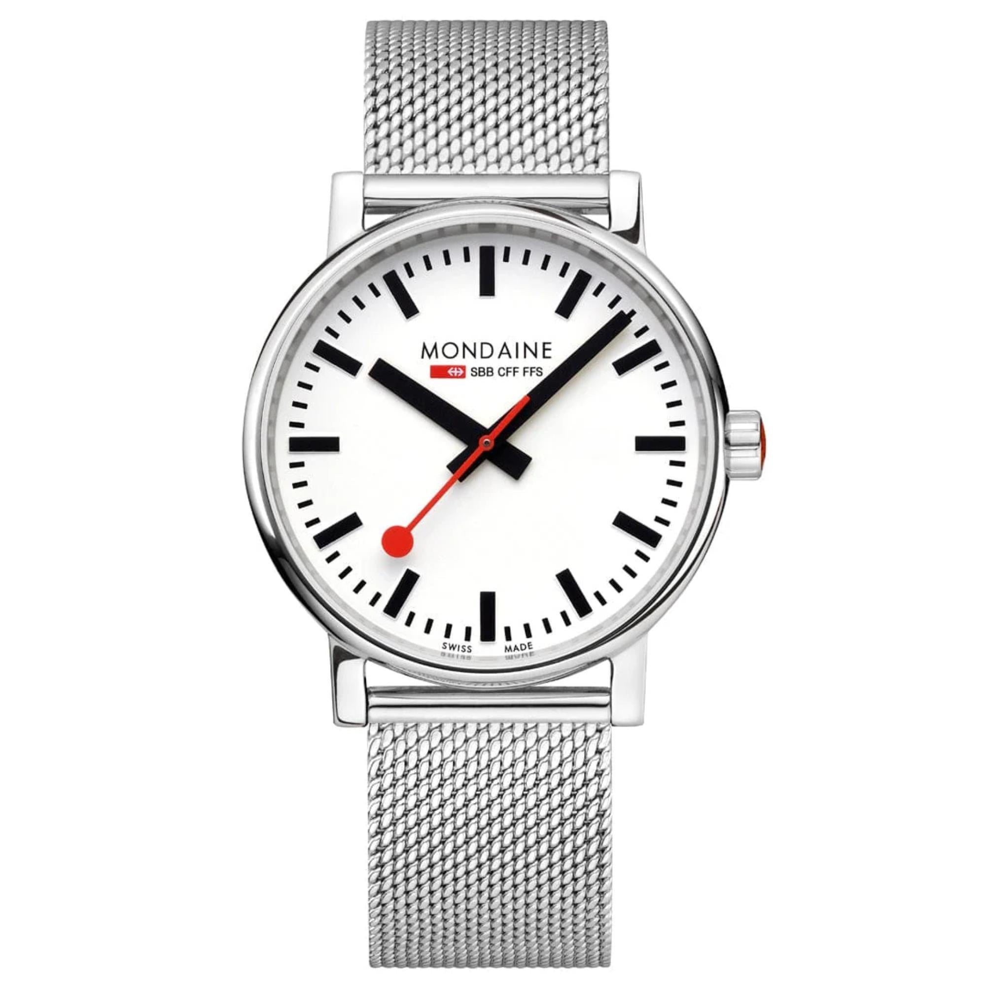 Mondaine EVO2 Quartz White Dial Steel Strap Men’s Watch MSE.40110.SM