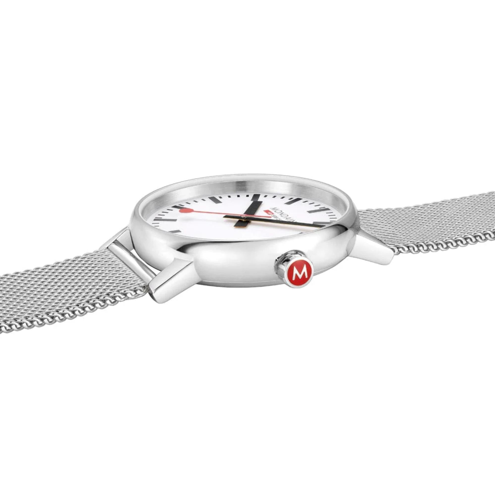Mondaine EVO2 Quarz Weißes Zifferblatt Stahlarmband Herren Uhr MSE.40110.SM