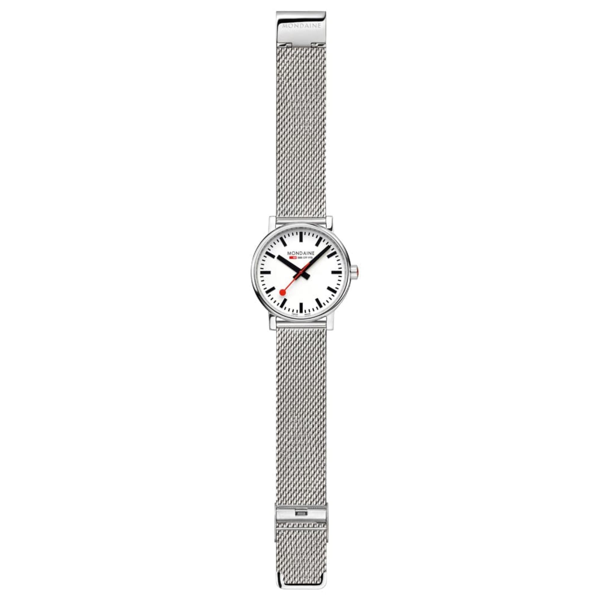 Mondaine EVO2 Quarz Weißes Zifferblatt Stahlarmband Herren Uhr MSE.40110.SM