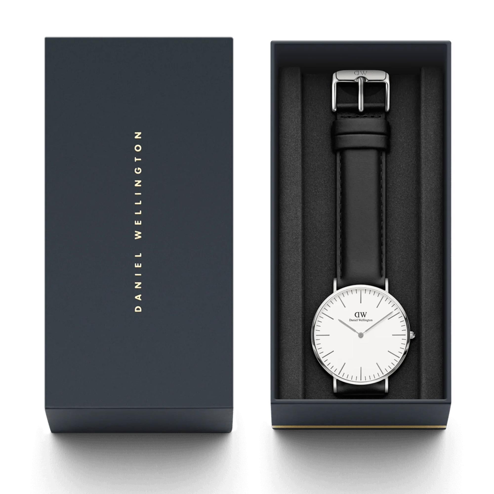 Daniel Wellington Classic 40mm White Dial Leather Mens Quartz Watch DW00100020