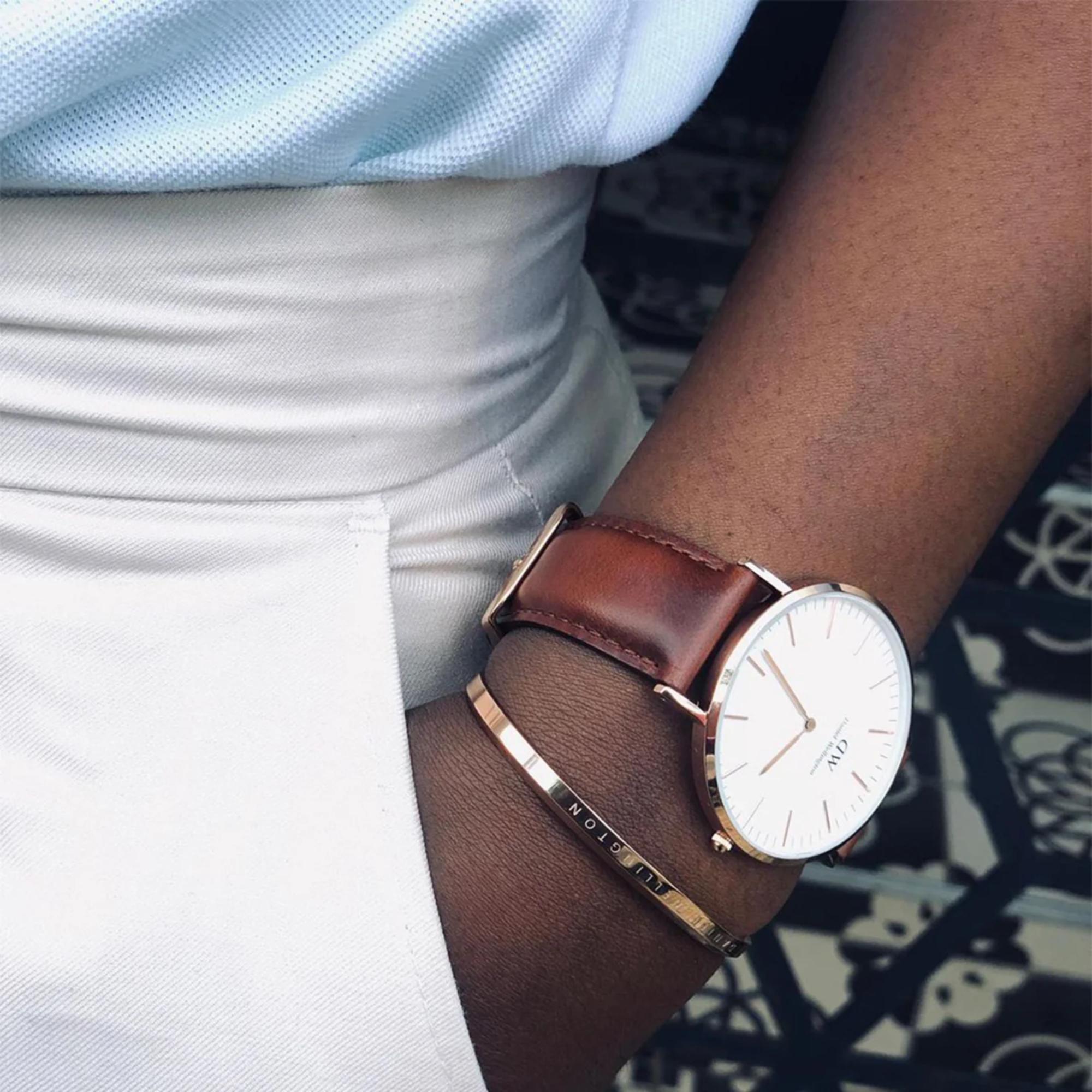 Daniel Wellington Classic 36mm Weißes Zifferblatt Leder Herren Quarz Uhr DW00100035