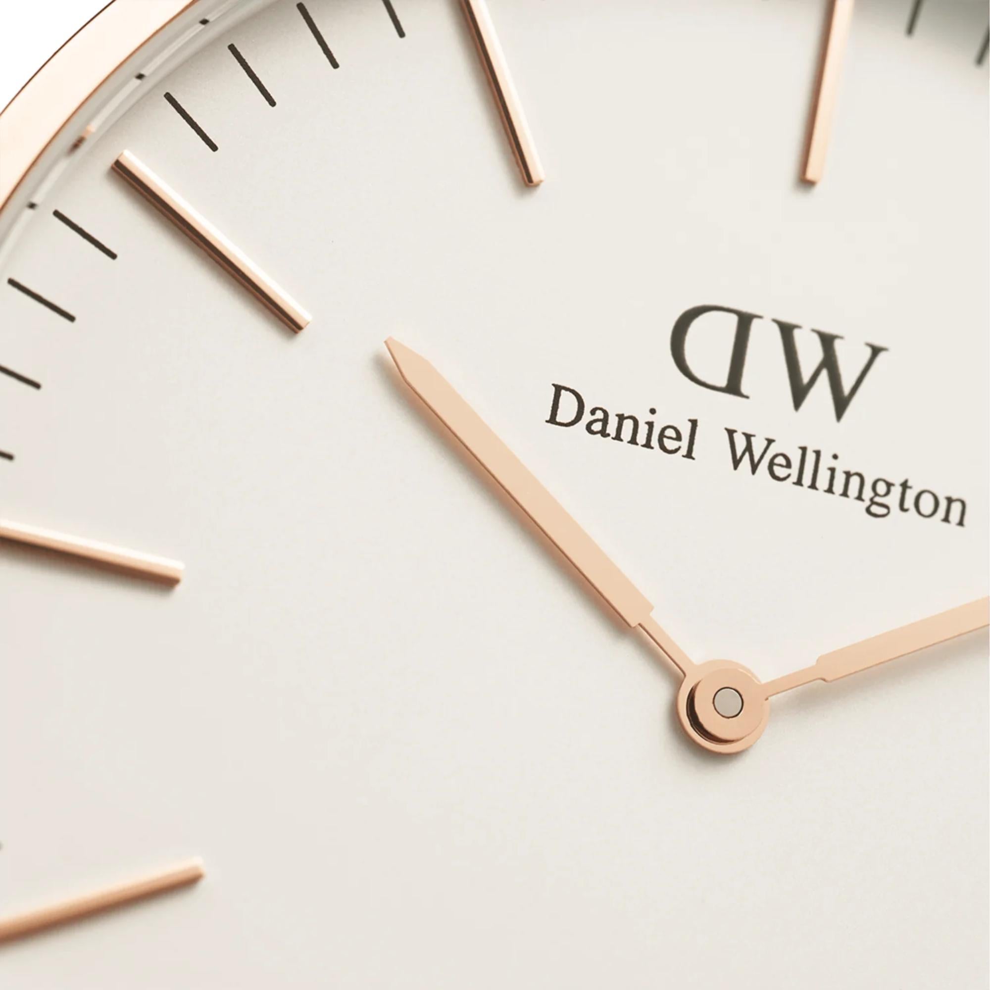 Daniel Wellington Classic 36mm Weißes Zifferblatt Leder Herren Quarz Uhr DW00100035