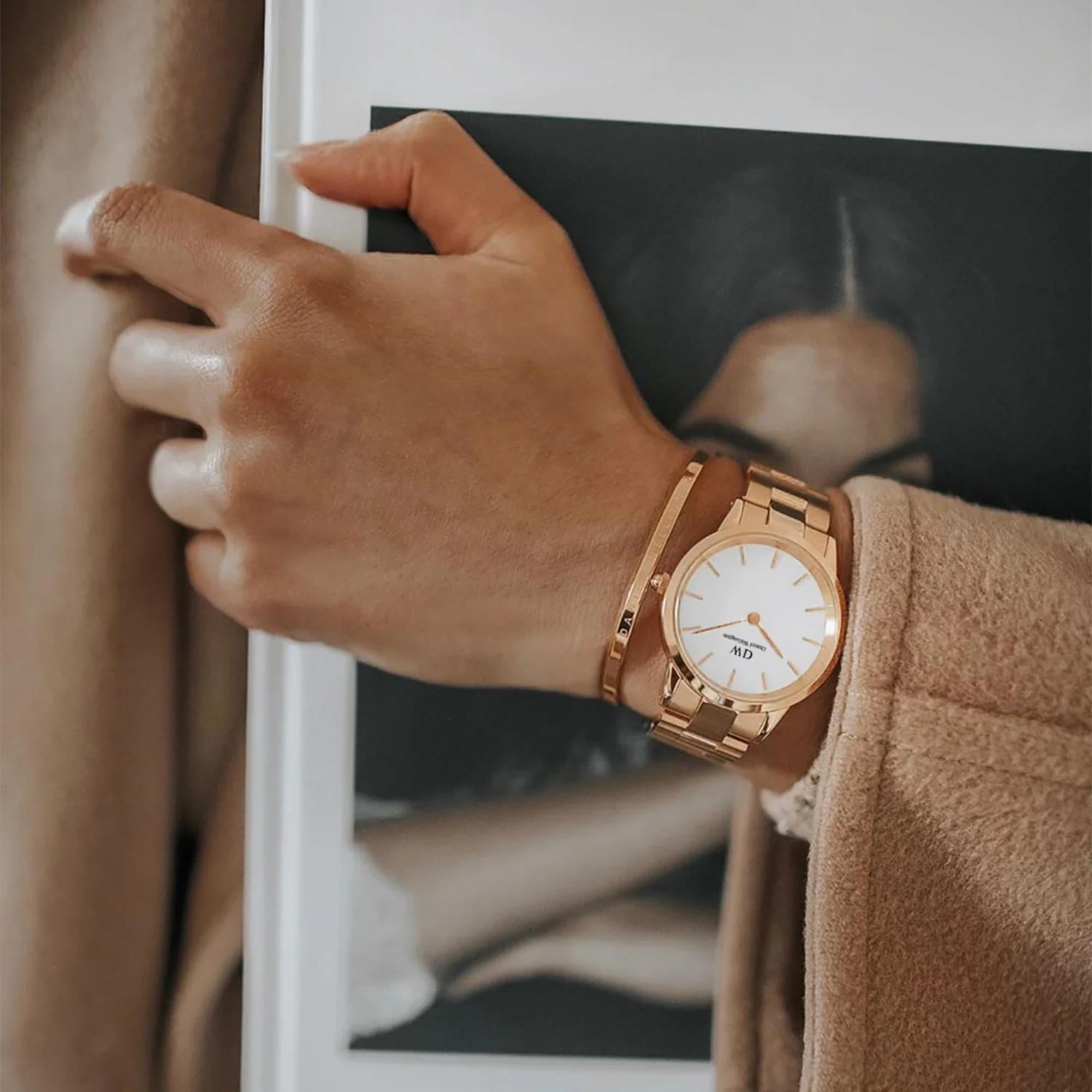 Daniel Wellington Iconic 32mm White Dial Steel Ladies Quartz Watch DW00100211