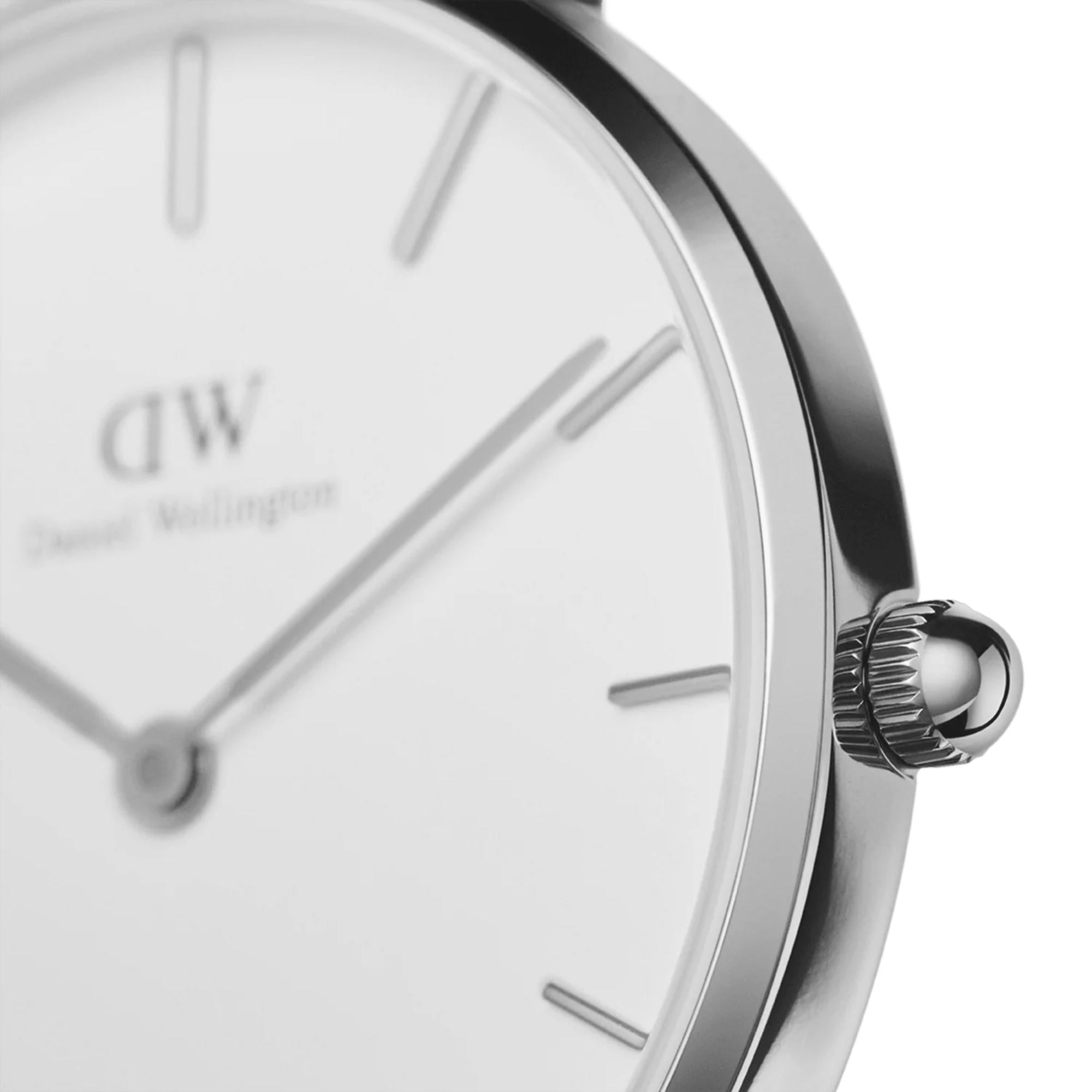 Daniel Wellington Petite 28mm White Dial Steel Ladies Quartz Watch DW00100220