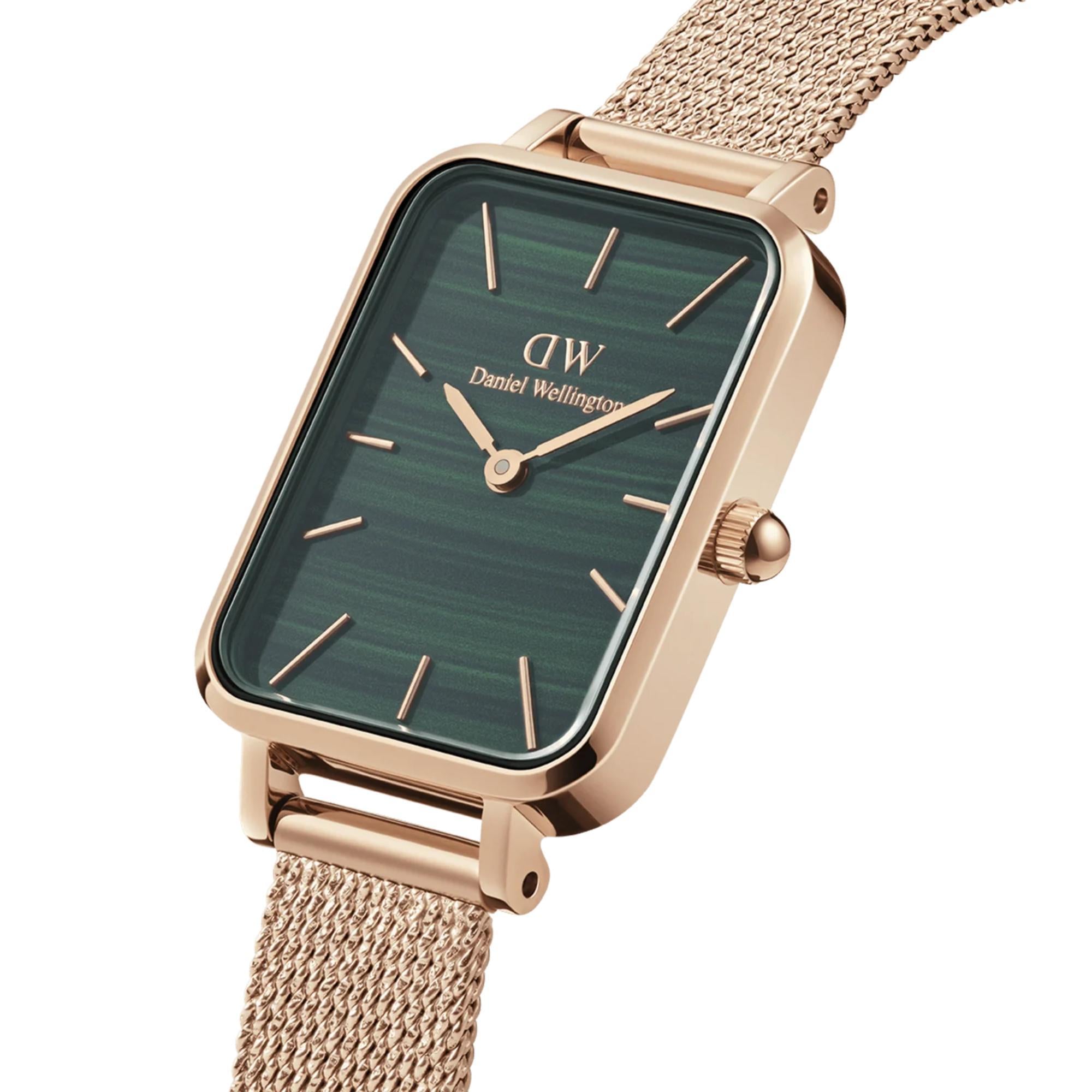 Daniel Wellington Quadro 20mm Grünes Zifferblatt Stahl Damen Quarz Uhr DW00100437
