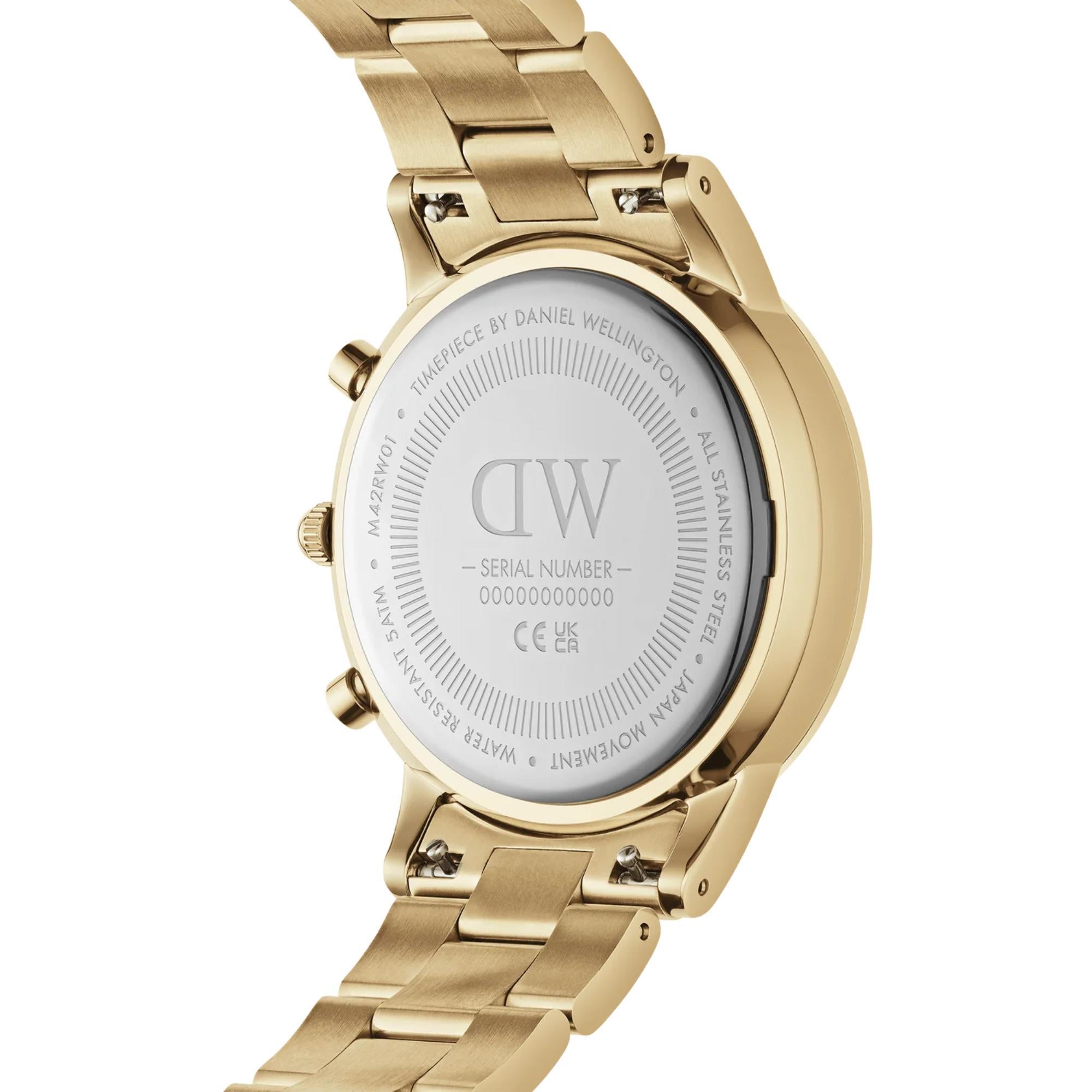 Daniel Wellington Iconic 42mm Chronograph Black Dial Steel Mens Quartz Watch DW00100641
