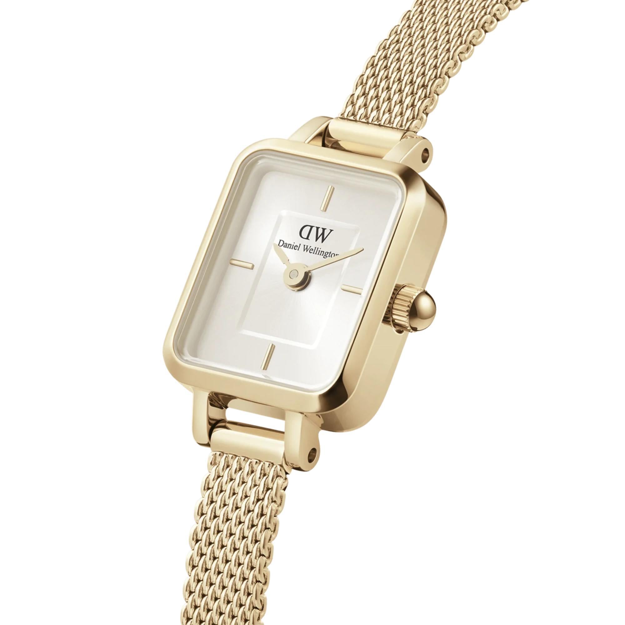 Daniel Wellington Quadro 26mm Champagner Zifferblatt Stahl Damen Quarz Uhr DW00100656