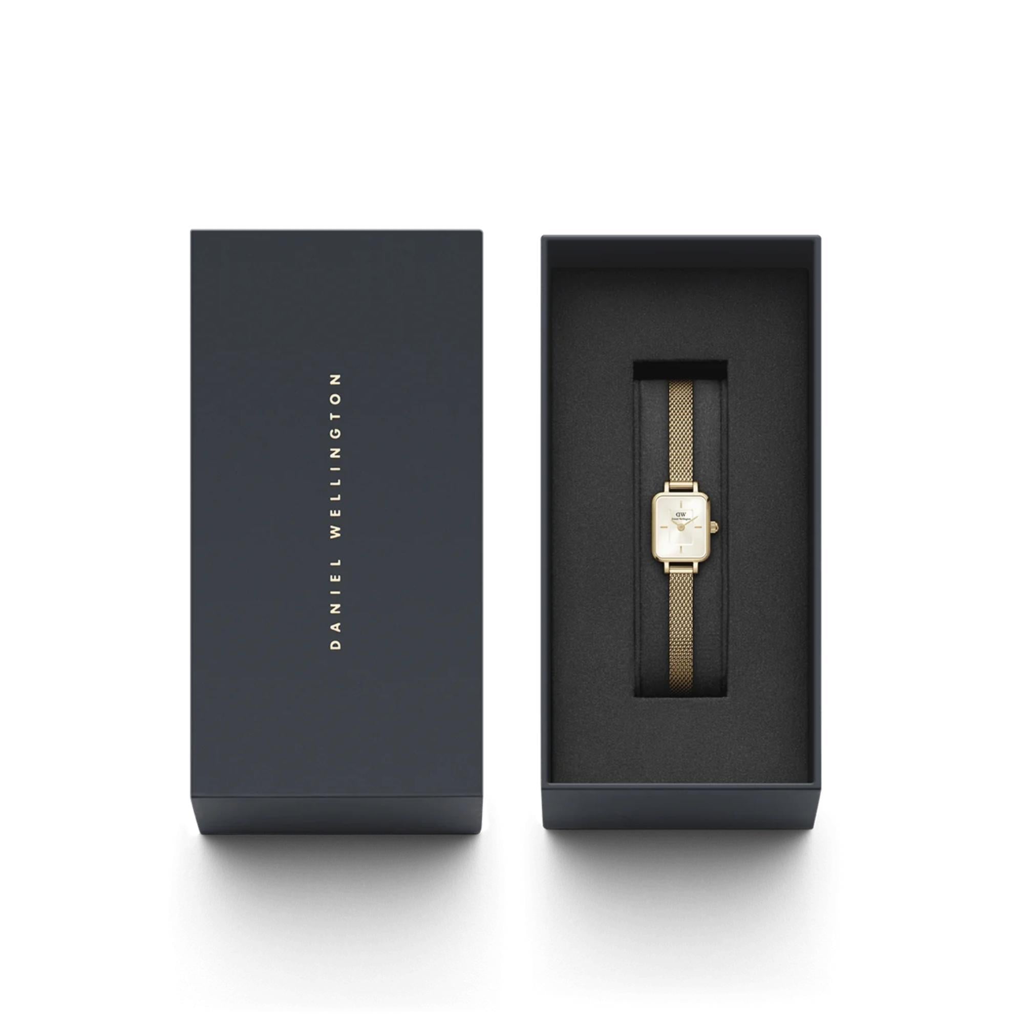 Daniel Wellington Quadro 26mm Champagner Zifferblatt Stahl Damen Quarz Uhr DW00100656