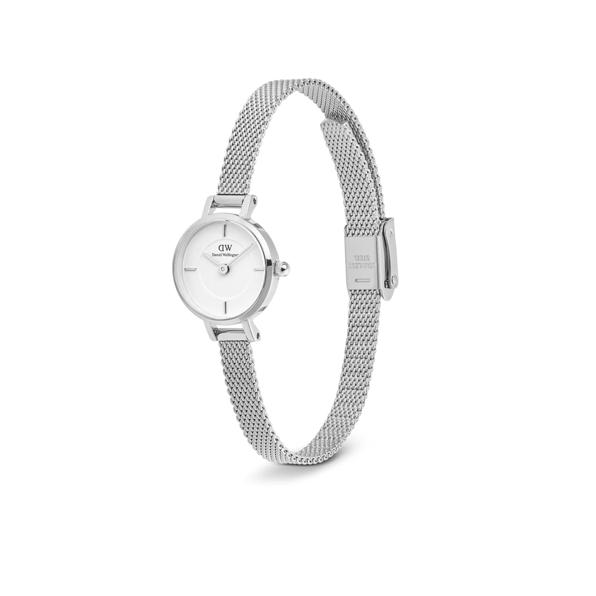 Daniel Wellington Petite 19mm Weißes Zifferblatt Stahl Damen Quarz Uhr DW00100746