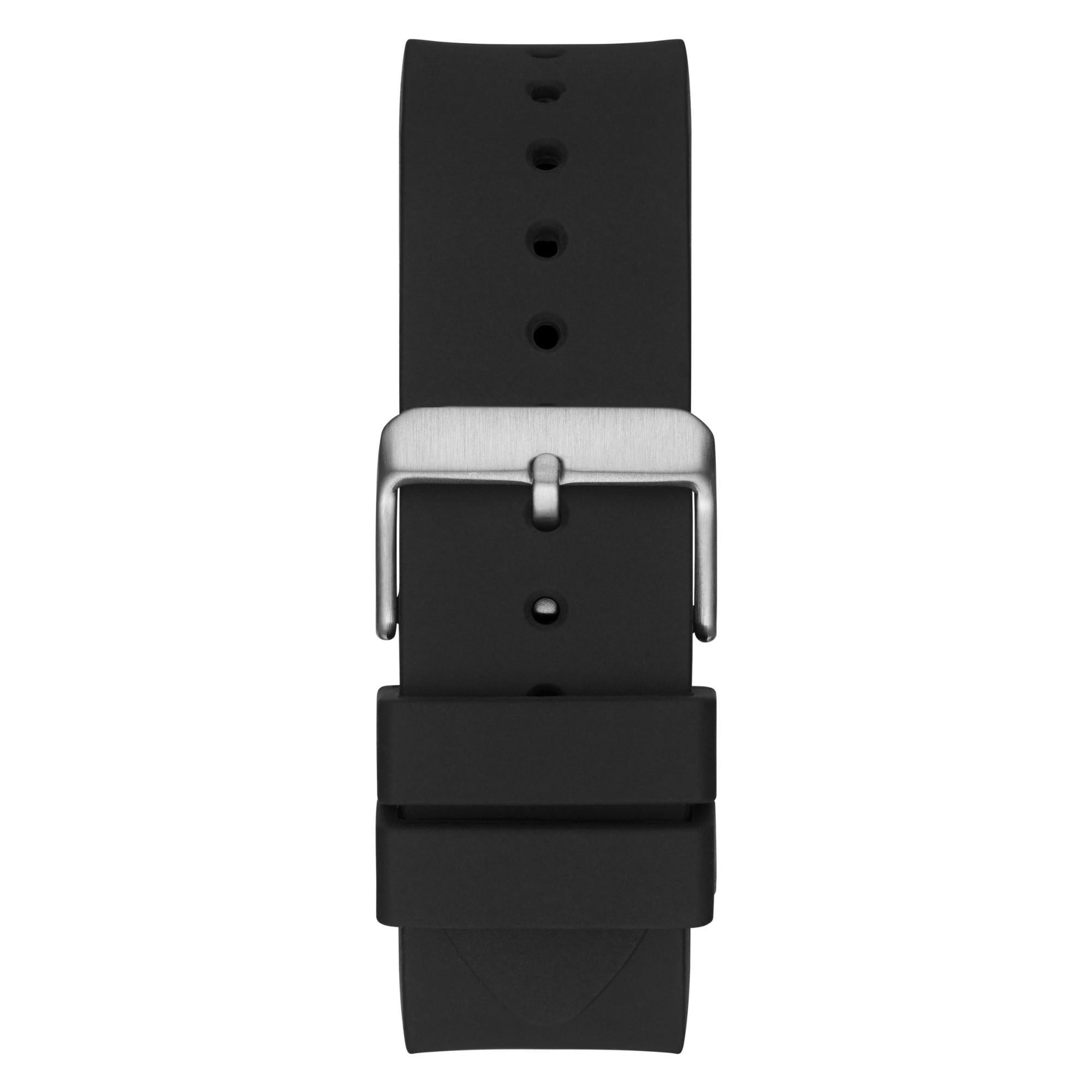 GUESS Multifunktion mit Edelstahlarmband Schwarzes Zifferblatt Herren Uhr GW0203G3