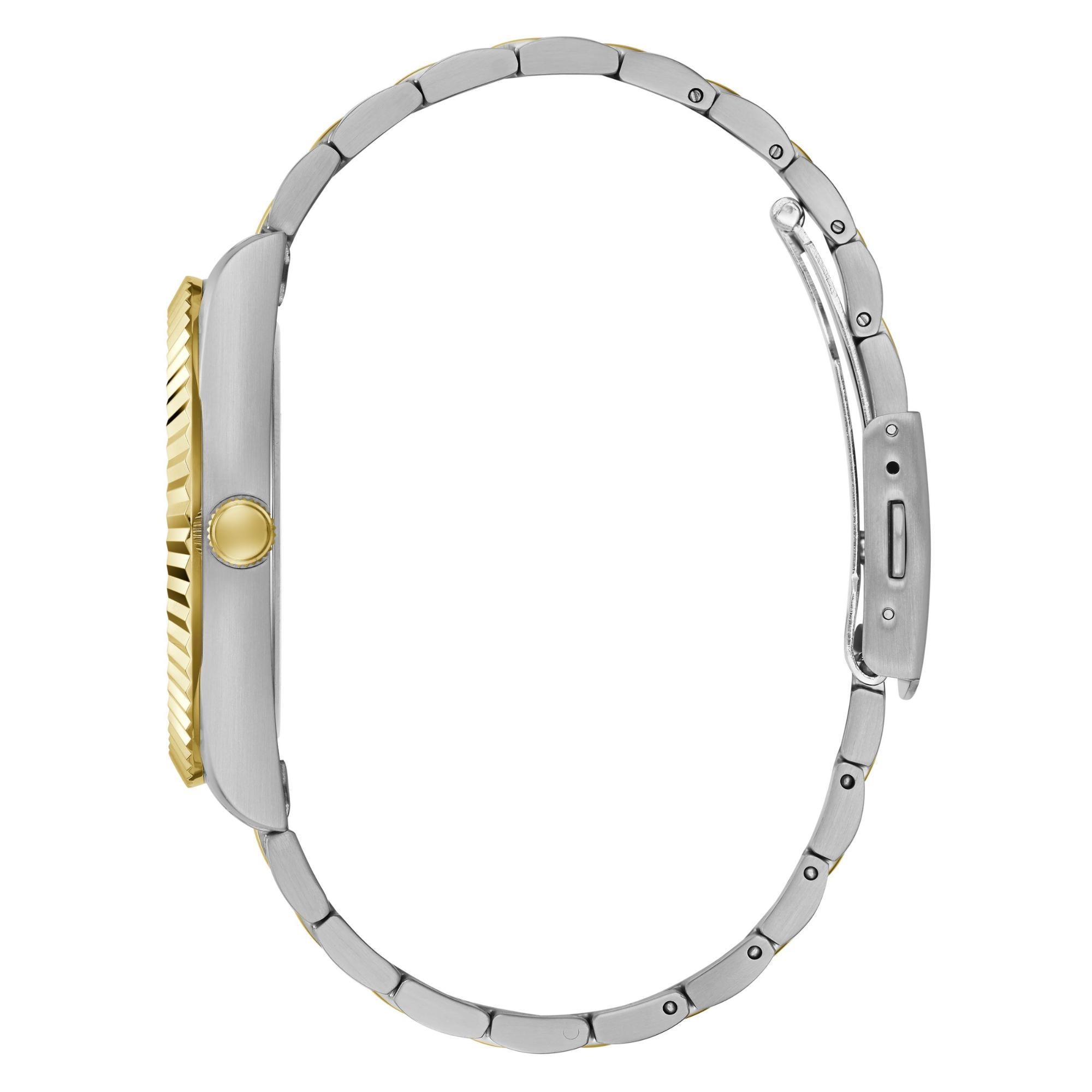 GUESS Men's Two-Tone Day/Date Green Dial Watch with Stainless Steel Strap GW0265G8