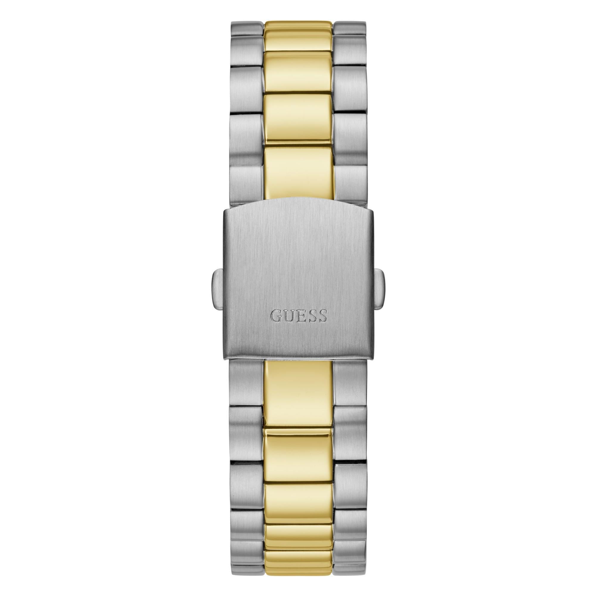 GUESS Men's Two-Tone Day/Date Green Dial Watch with Stainless Steel Strap GW0265G8