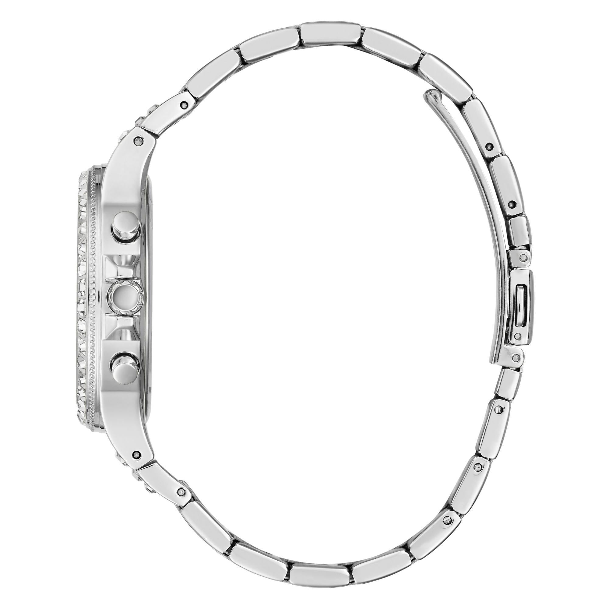 Guess Damen Moonlight Silber Zifferblatt Uhr mit Edelstahlarmband GW0320L1