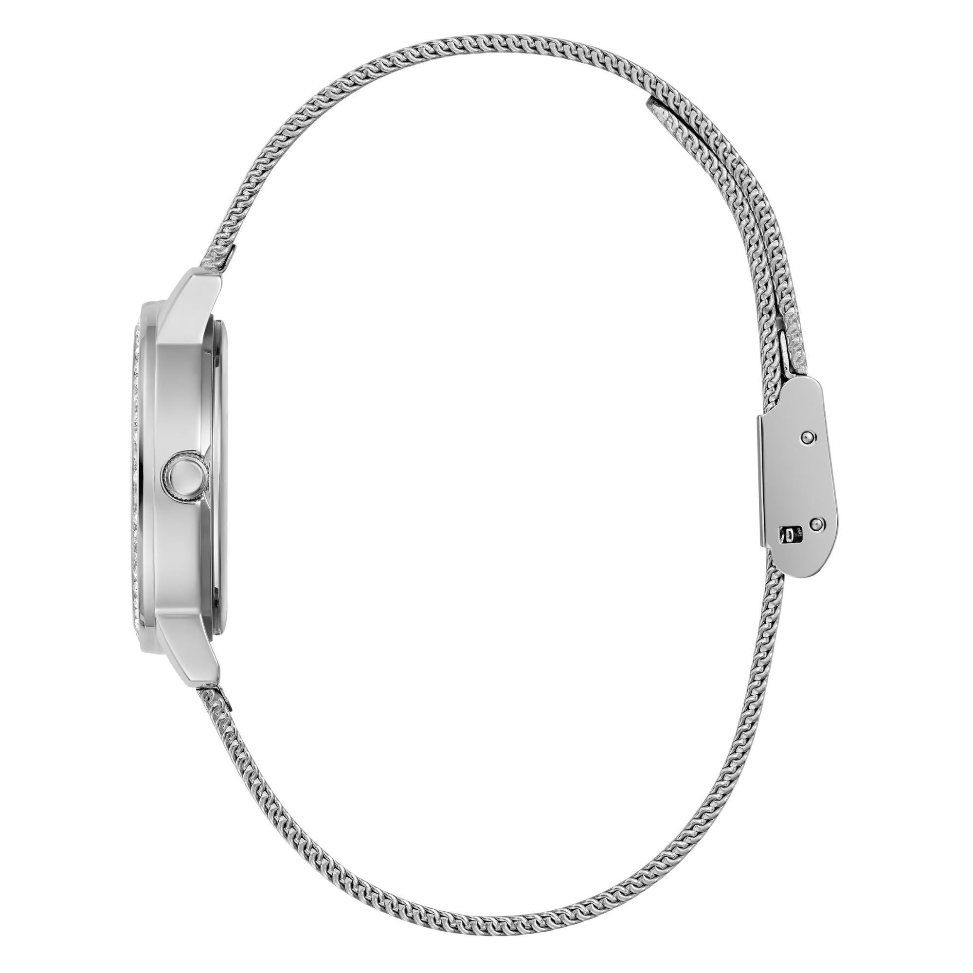 GUESS Silberfarbene Analog Silber Zifferblatt Edelstahlarmband Damen Uhr GW0534L1