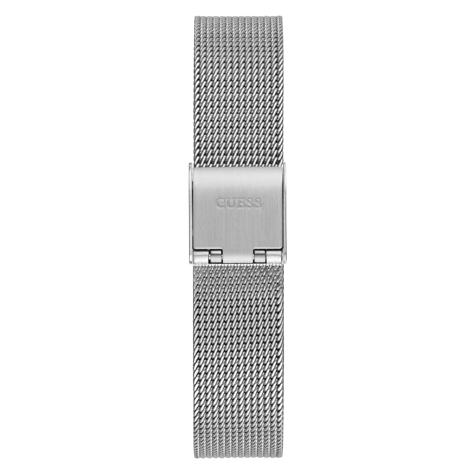 GUESS Silberfarbene Analog Silber Zifferblatt Edelstahlarmband Damen Uhr GW0534L1
