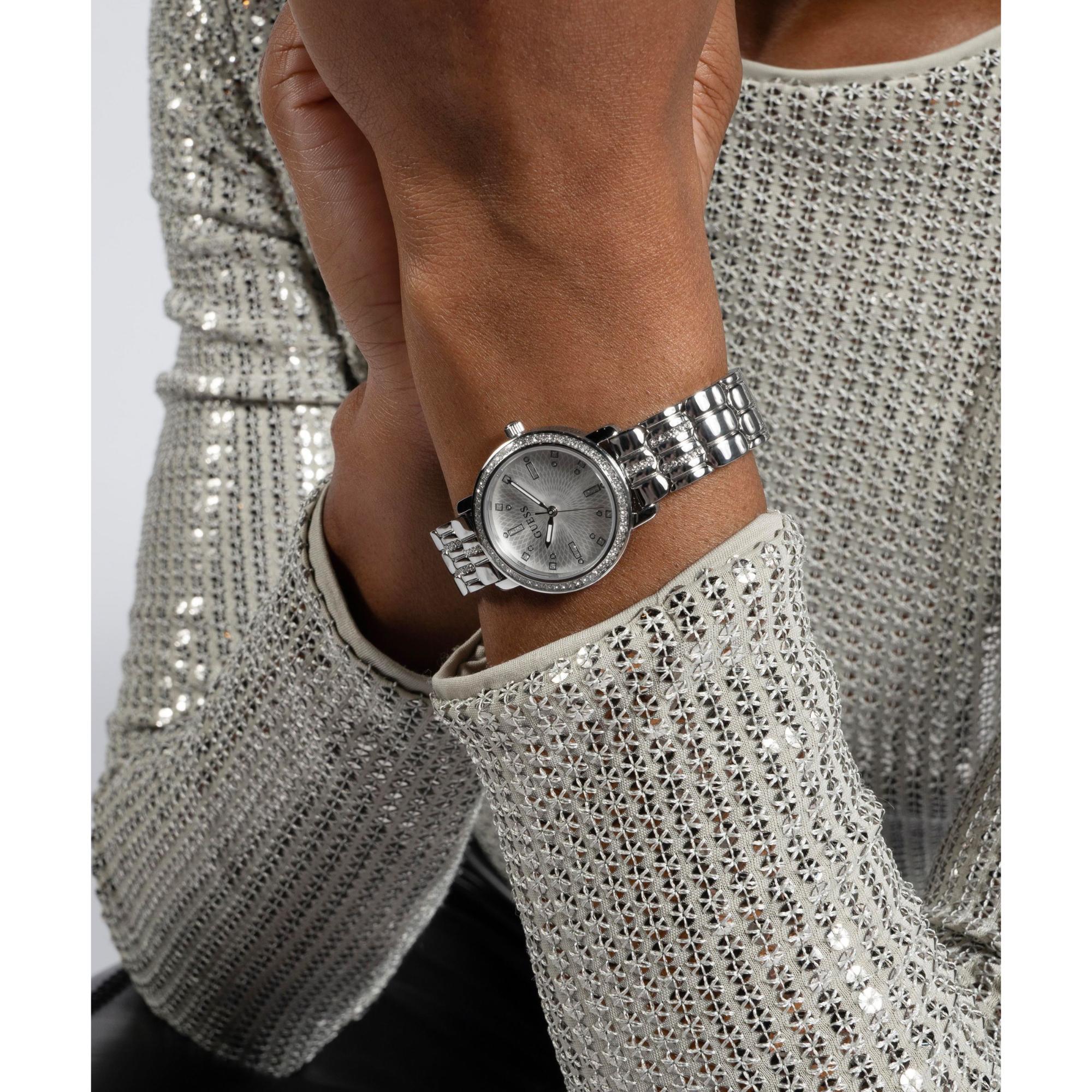 Guess Hayley Silver Dial with Elegant Crystal Accents Ladies Watch GW0612L1