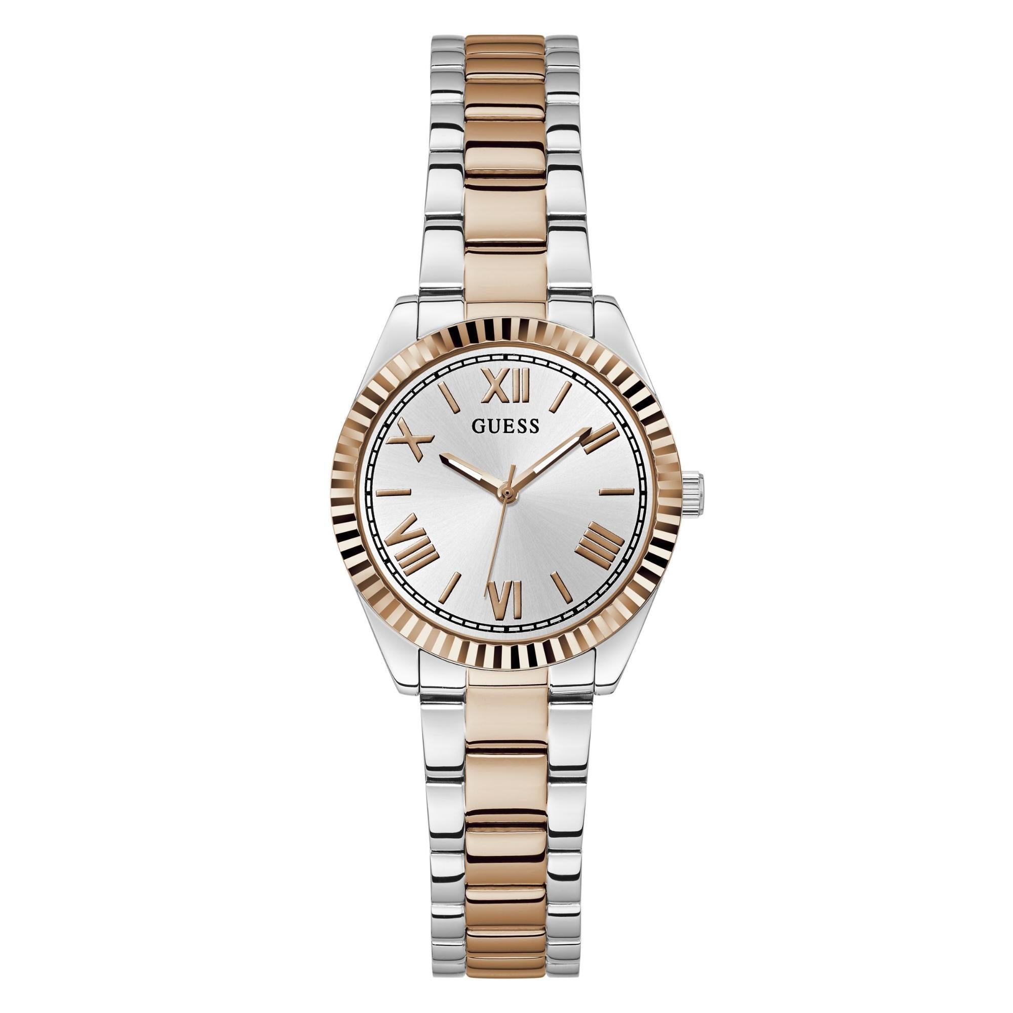 GUESS Mini Luna 2-Tone Analog Silver Dial Steel Strap Ladies Watch GW0687L3